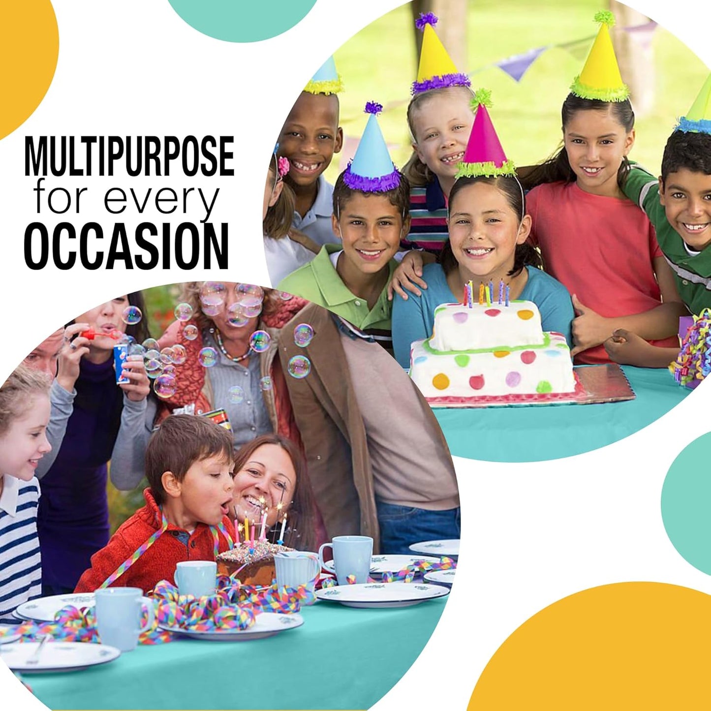 Party Solids 54 Inch X 300 Feet Aqua Plastic Table Cover Roll in A Cut - to - Size Box with Convenient Slide Cutter. Cuts Up to 36 Rectangle 8 Feet Plastic Disposable Tablecloths