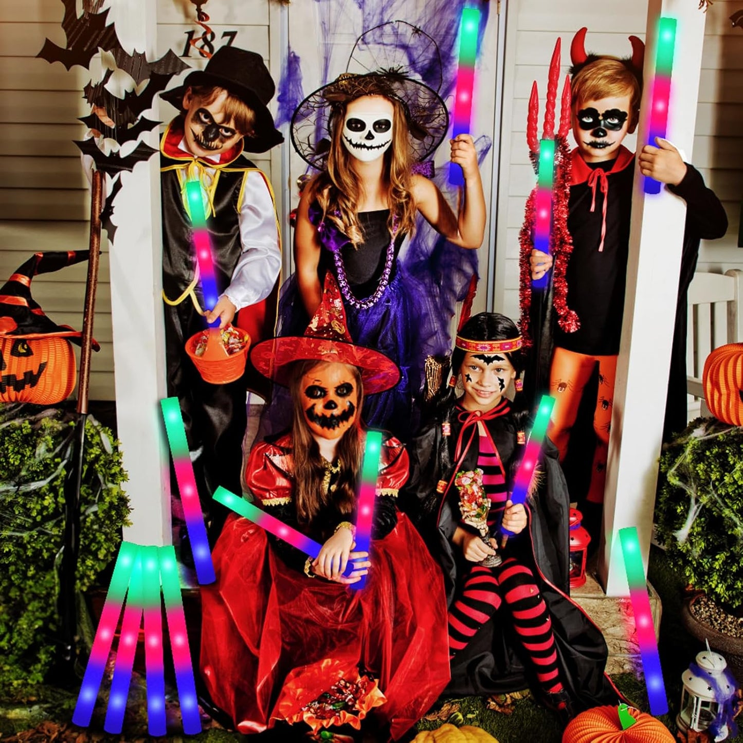 46PCS Foam Glow Sticks, Foam Light Up Sticks with 3 Modes Colorful Flashing, Glow Stick Bulk Party Pack, Glow in Dark Party Supplies, LED Foam Sticks Bulk for Wedding, Raves, Concert, Halloween