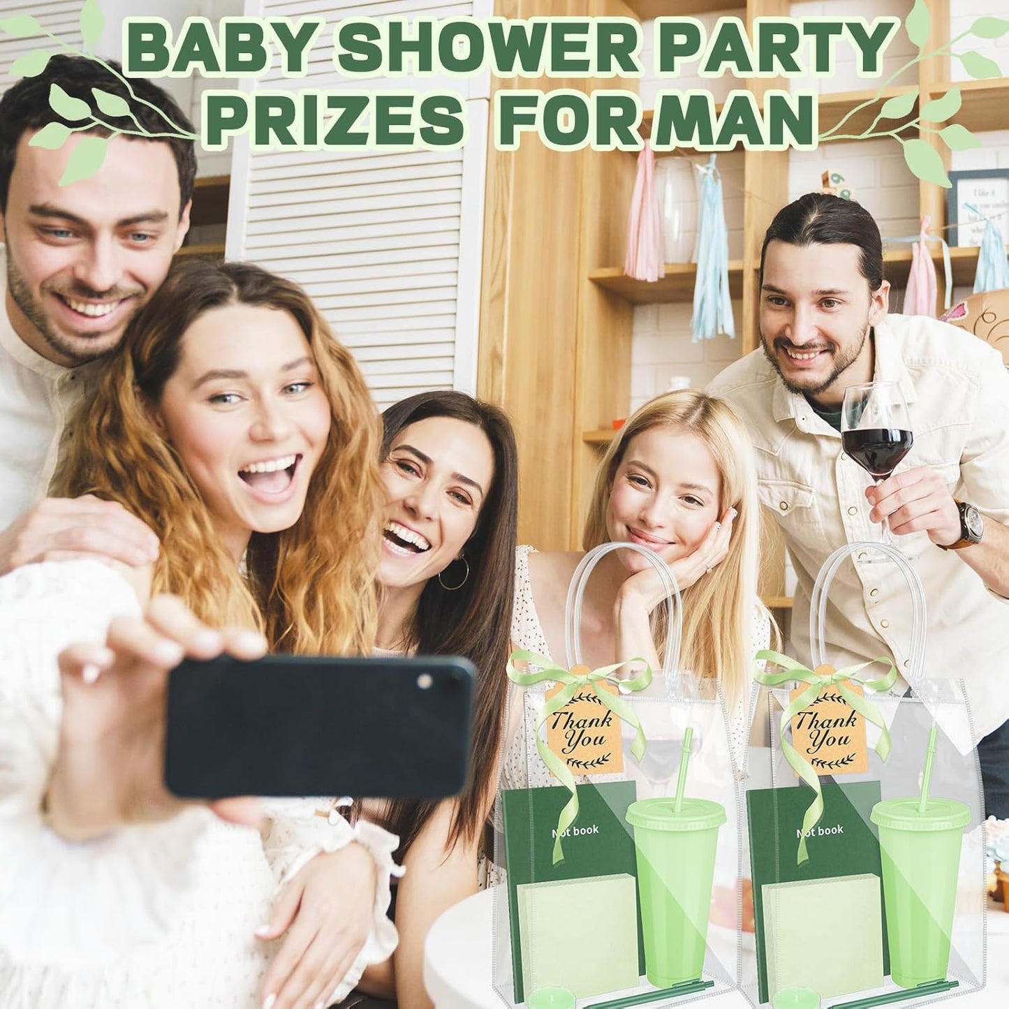 Denylo pro 43 Pcs Baby Shower Prizes for Game Winners 6 Sets Baby Shower Favors Gifts Include Cup Pen Card Napkin Notebook Candle Ribbon Plastic Bag