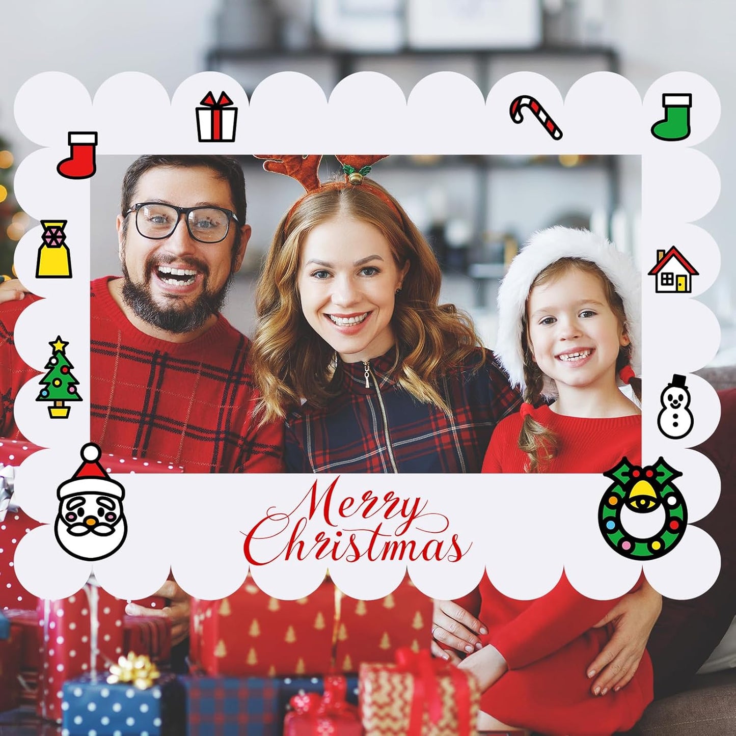 32 x 24 Inch Photo Booth Selfie Frame Prop Booth for Birthday Event Parties Large Blank DIY Cutout Props for Funny Decoration Christmas, Holiday Supplies