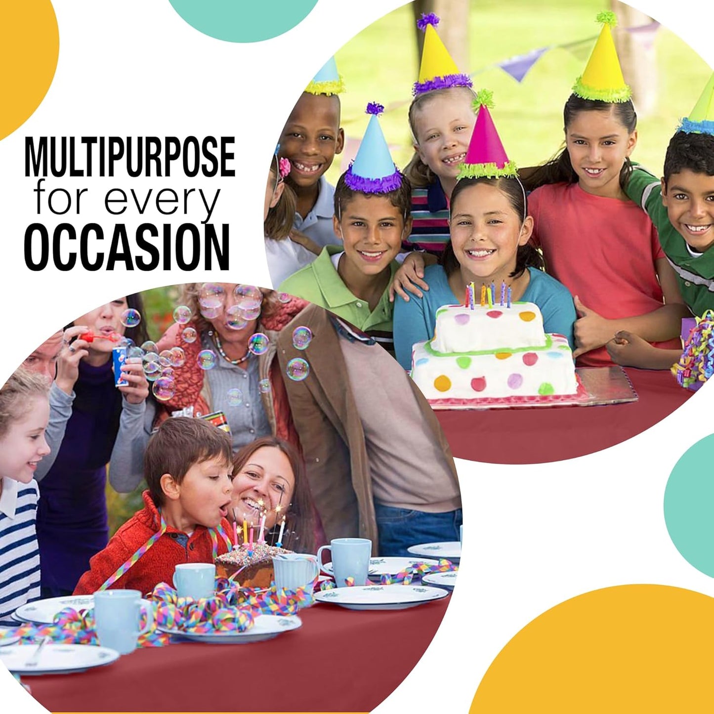 Party Solids 54 Inch X 300 Feet Burgundy Plastic Table Cover Roll in A Cut - to - Size Box with Convenient Slide Cutter. Cuts Up to 36 Rectangle 8 Feet Plastic Disposable Tablecloths