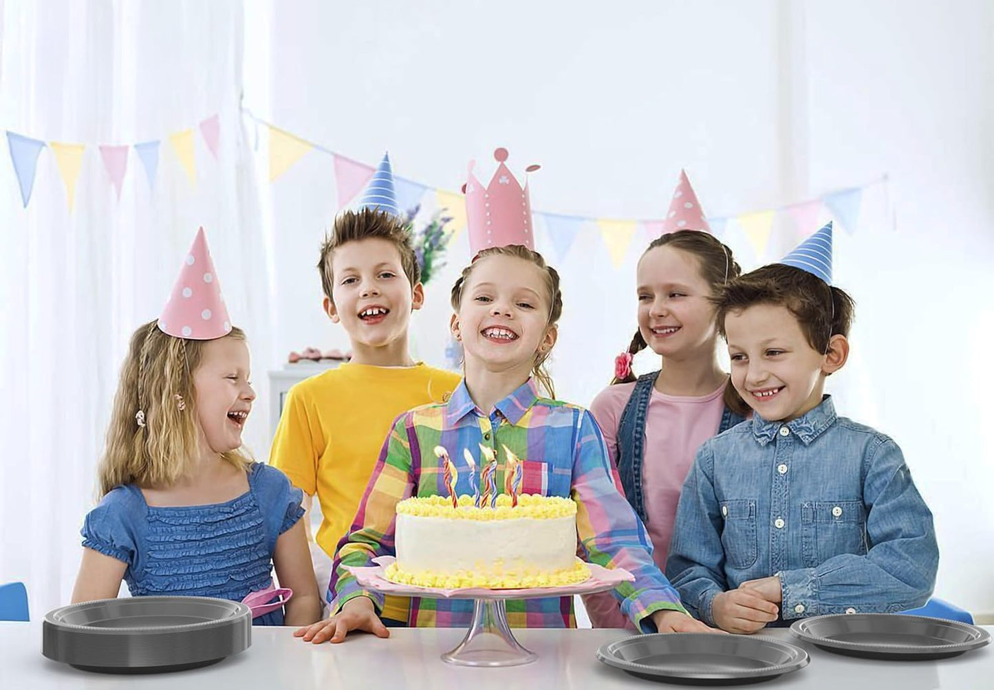 Exquisite Party Solids Silver Plastic Plates For Party 10" Silver Disposable Plates Heavy Duty 100 Pcs Plastic Dinnerware Sets Heavy Duty 350 GSM Disposable Dinnerware Set