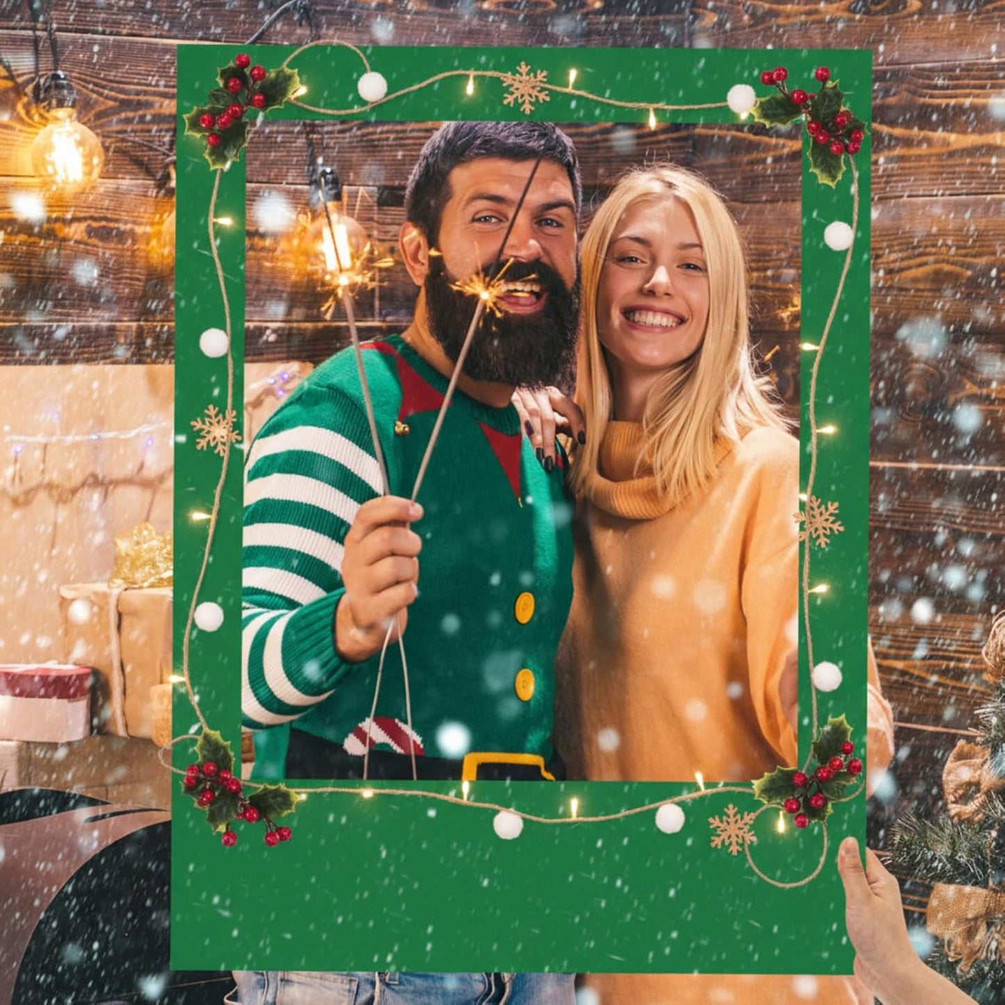 32 x 24 Inch Photo Booth Selfie Frame Prop Booth for Birthday Event Parties Large Blank DIY Cutout Props for Funny Decoration Christmas, Holiday Supplies