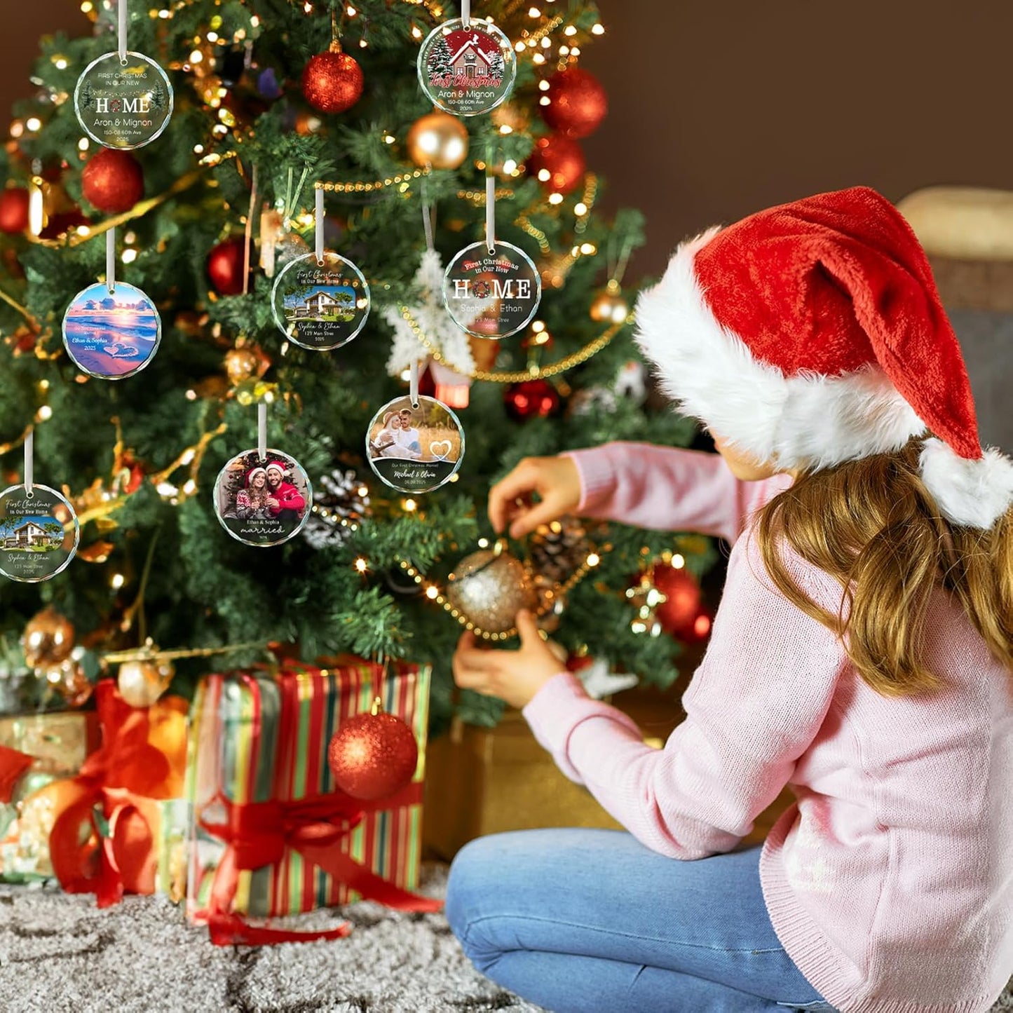 Personalized First Christmas Married Ornament 2025, Custom Engaged Christmas Ornaments with Names, Customized Wedding Engagement Gifts for Newlywed Couples Him Her