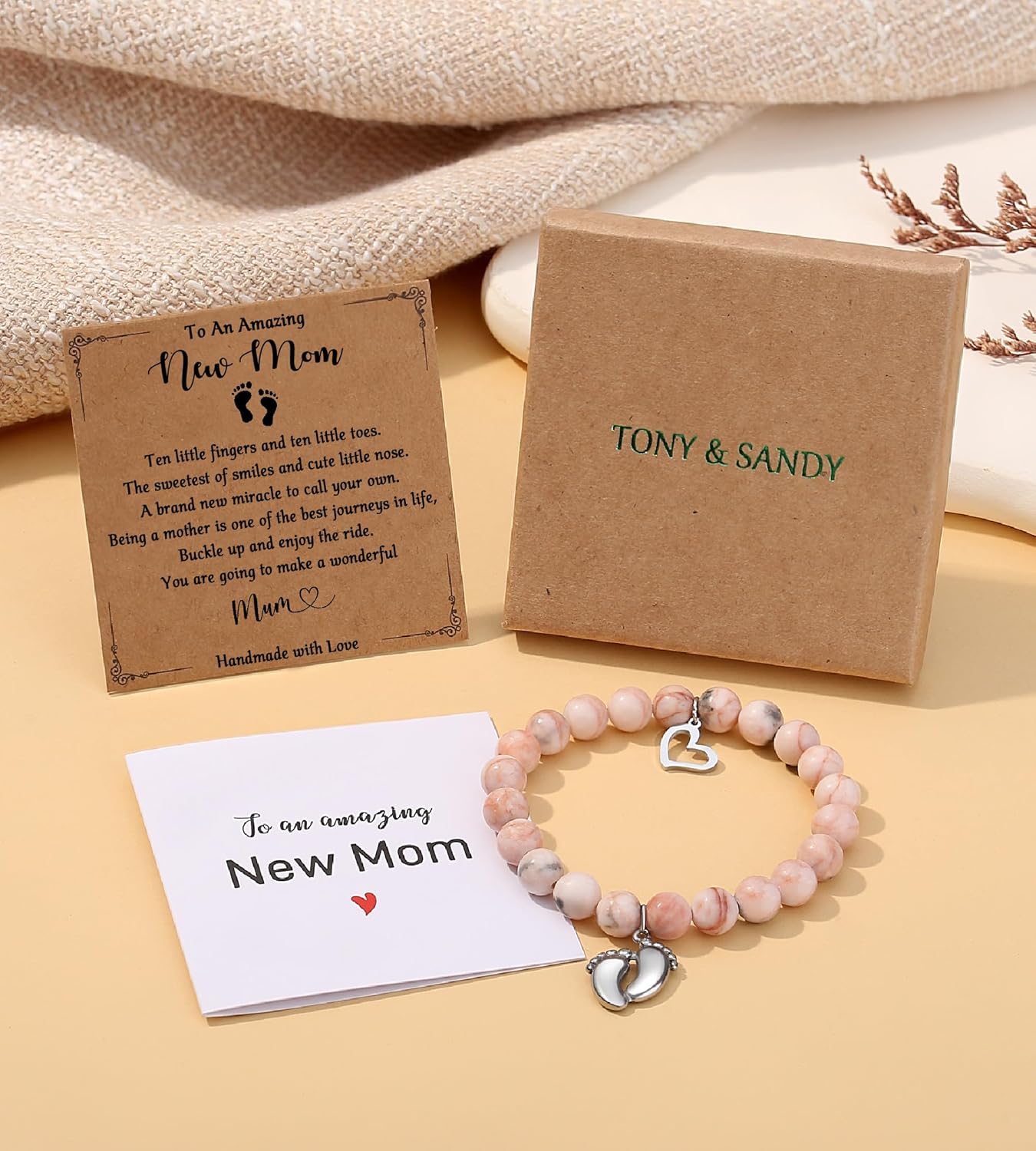 TONY & SANDY New Mom Gifts, Bracelets for First Time Moms on Mother's Day, Birthday, Christmas, Stocking Stuffers
