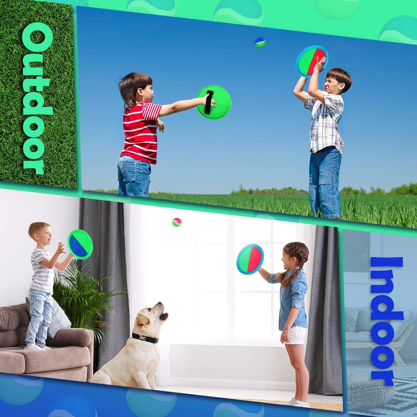 Charniol Kids Toys Toss and Catch Game Set 12 Paddles 6 Balls Beach Game Outdoor Ball Sports Games Toss and Catch Ball Set with Paddles Ball Nylon Catch Toys for Kids Adults