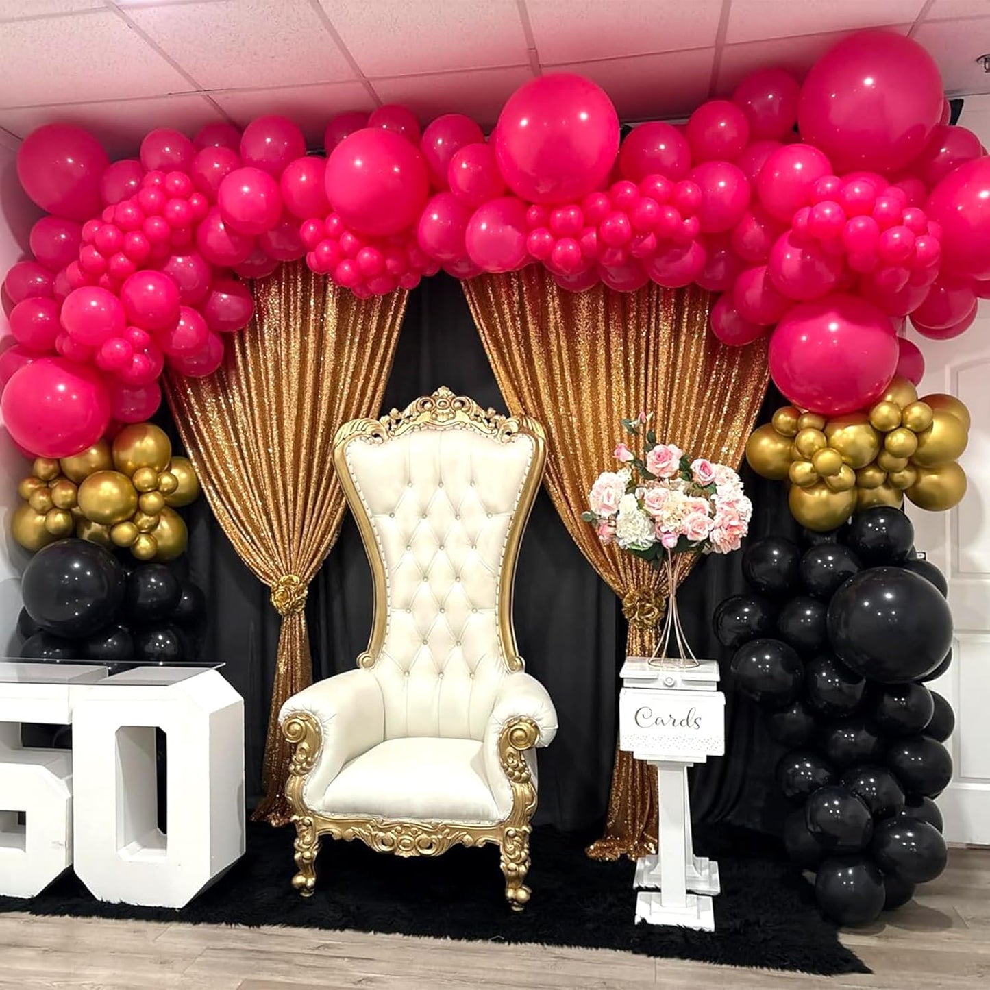 Hot Pink Balloons, 150 pcs Different Sizes Pack of 18 Inch 12 Inch 10 Inch 5 Inch Peach Pink Balloons for Balloon Garland Balloon Arch as Birthday Party Wedding Decorations