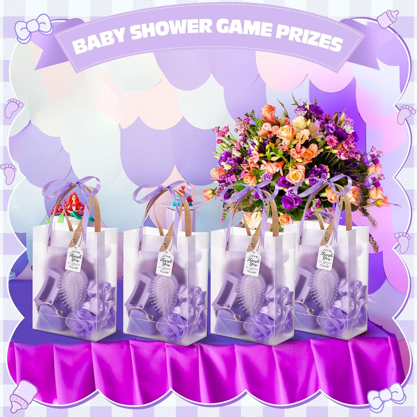 74Pcs Baby Shower Prizes for Game Winners Baby Shower Favors Gifts including Headband Hair Brush Jewelry Box with Gift Bag for Baby Shower Game Prizes Wedding Bridal Shower Favors (Purple)