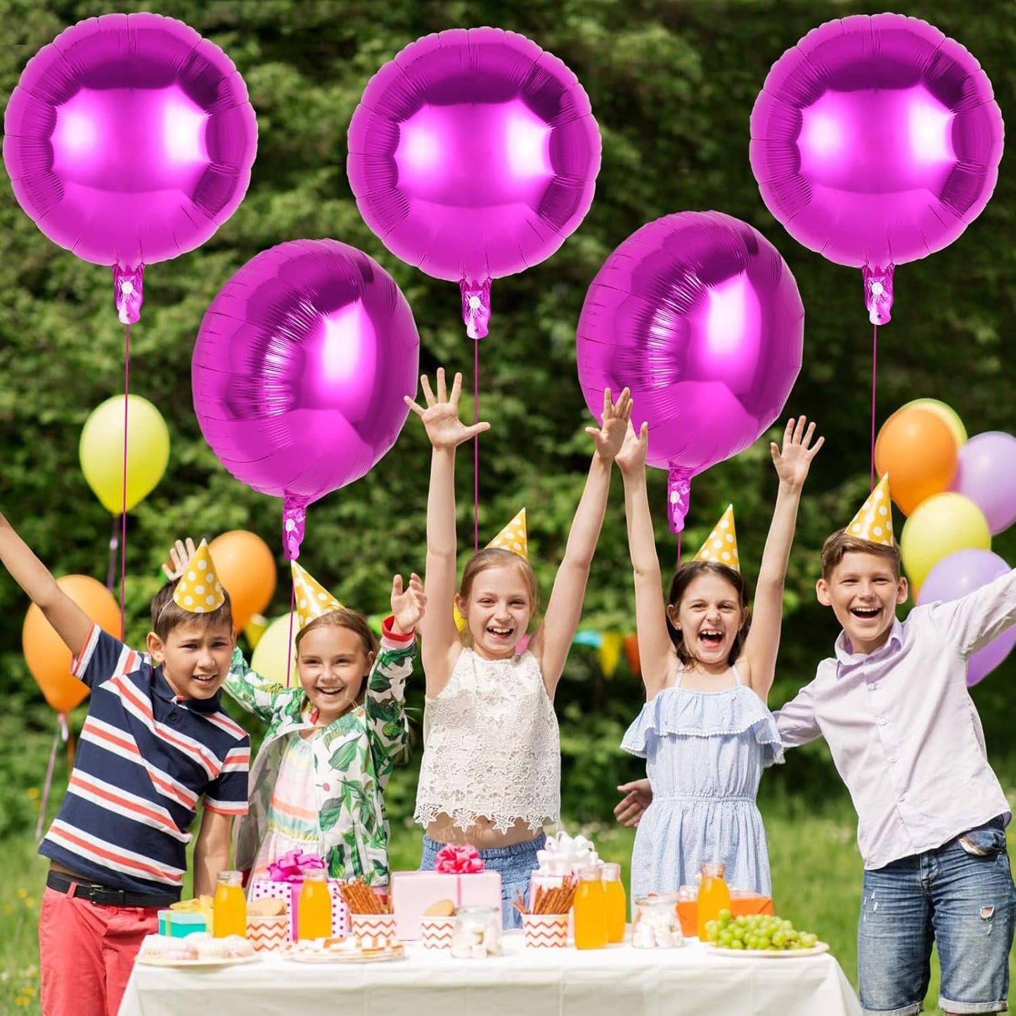 20 Pcs Round Shaped Balloons,18 Inch Round Foil Balloon,Giant Round Mylar Balloon Helium Balloons for Birthday Party Baby Shower Wedding Decorations (Rose Red)