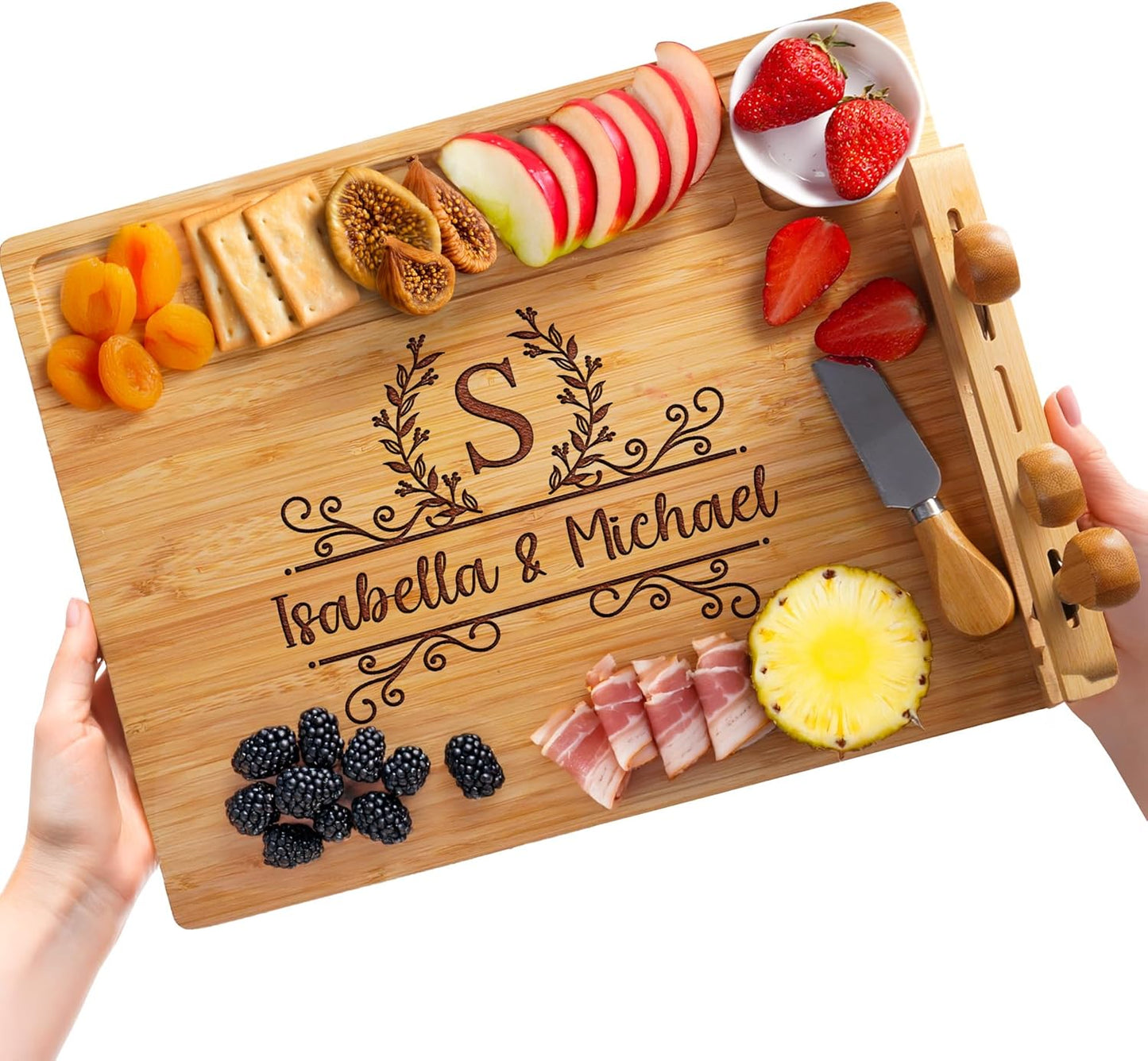 Personalized Charcuterie Board - Wedding Gifts for Couples 2025 โ Custom Charcuterie Boards with Knife Set, Personalized Cutting Board, Engagement, Anniversary, Bridal Shower, Housewarming Gift