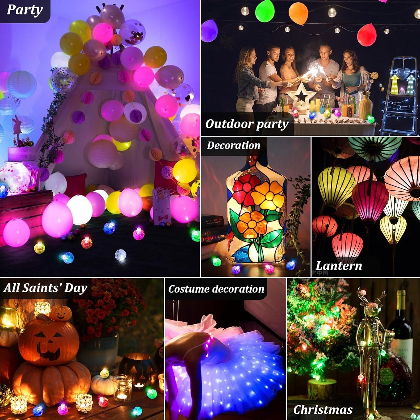 AIKEI 50pcs LED Balloon Lights,Mini Balls Lights,Long Standby Time Waterproof Led Light for Paper Lantern Easter Halloween Christmas Wedding Birthday Party Decoration Colorful