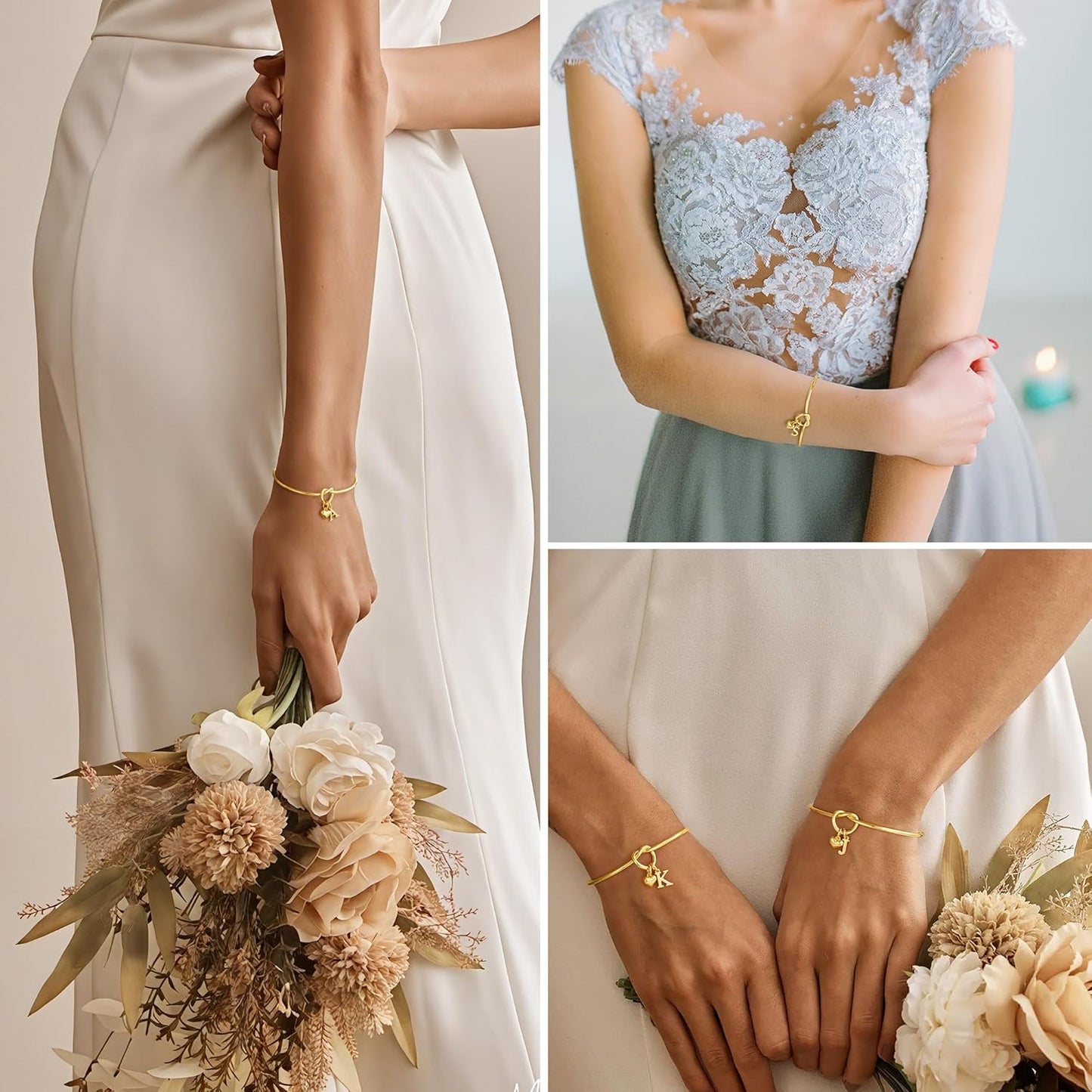 M MOOHAM Christmas Gifts for Women Teen Girls - Knot Initial Bracelets for Women, Bridesmaid Gifts Bridesmaids Proposal Gift Dainty Knot Letter A-Z Heart Initial Bracelet Jewelry Friendship Bracelets