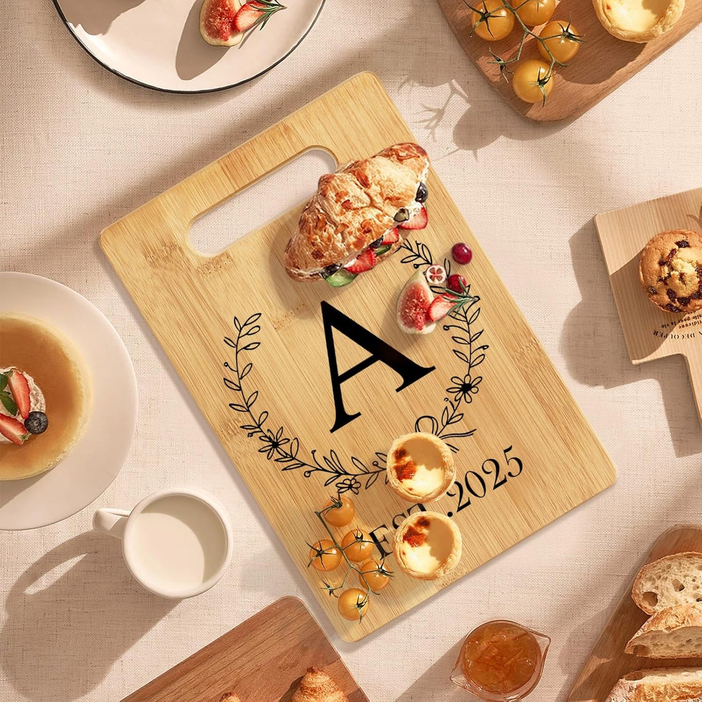 Personalized Cutting Board, Monogrammed Wedding Gift for Couple Newlywed 2025, Initial Birthday Gifts for Women, Gift for Bridal Shower Wedding Shower Engagement Anniversary Housewarming(Letter-A)