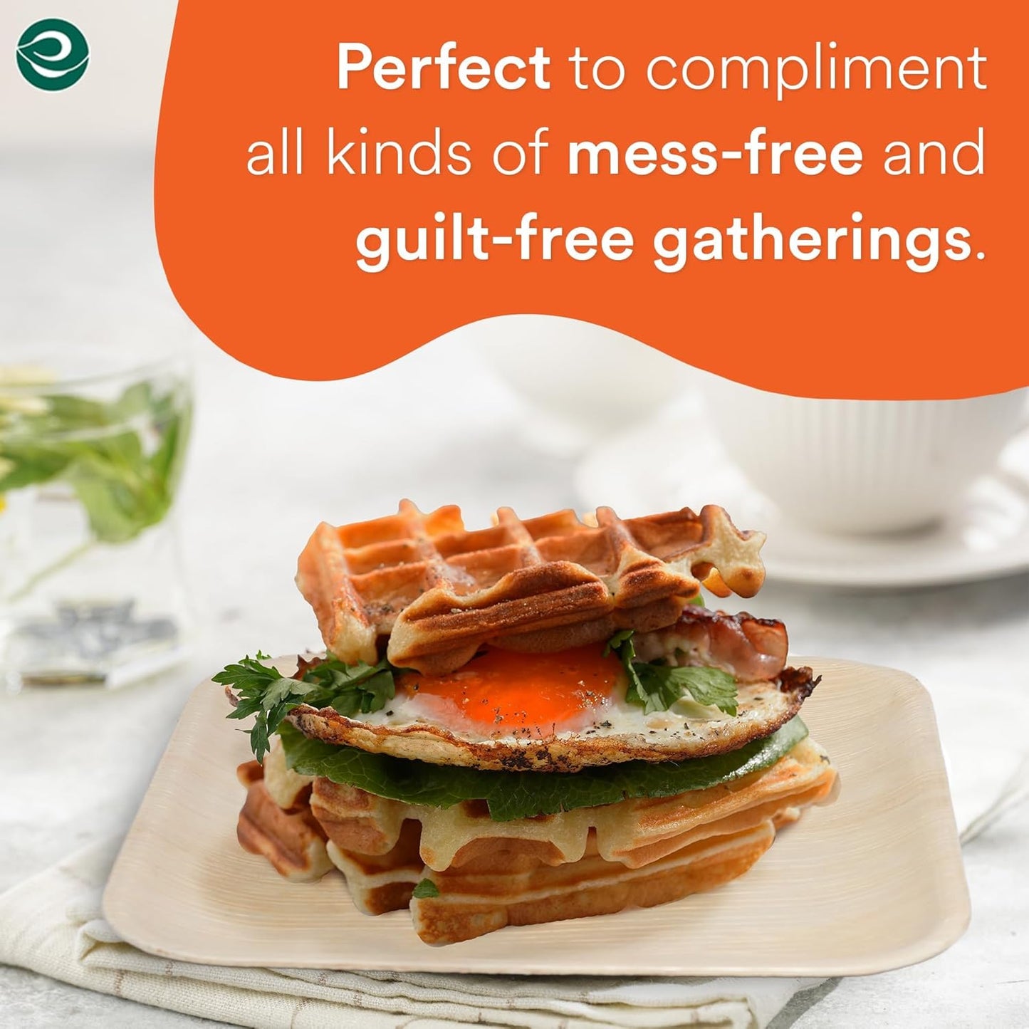 ECO SOUL 100 Count Round Palm Leaf Plates of 6 Inch - Disposable, Eco-Friendly, Biodegradable Bamboo Plates - Perfect for Parties, Catering, Weddings & Large Events