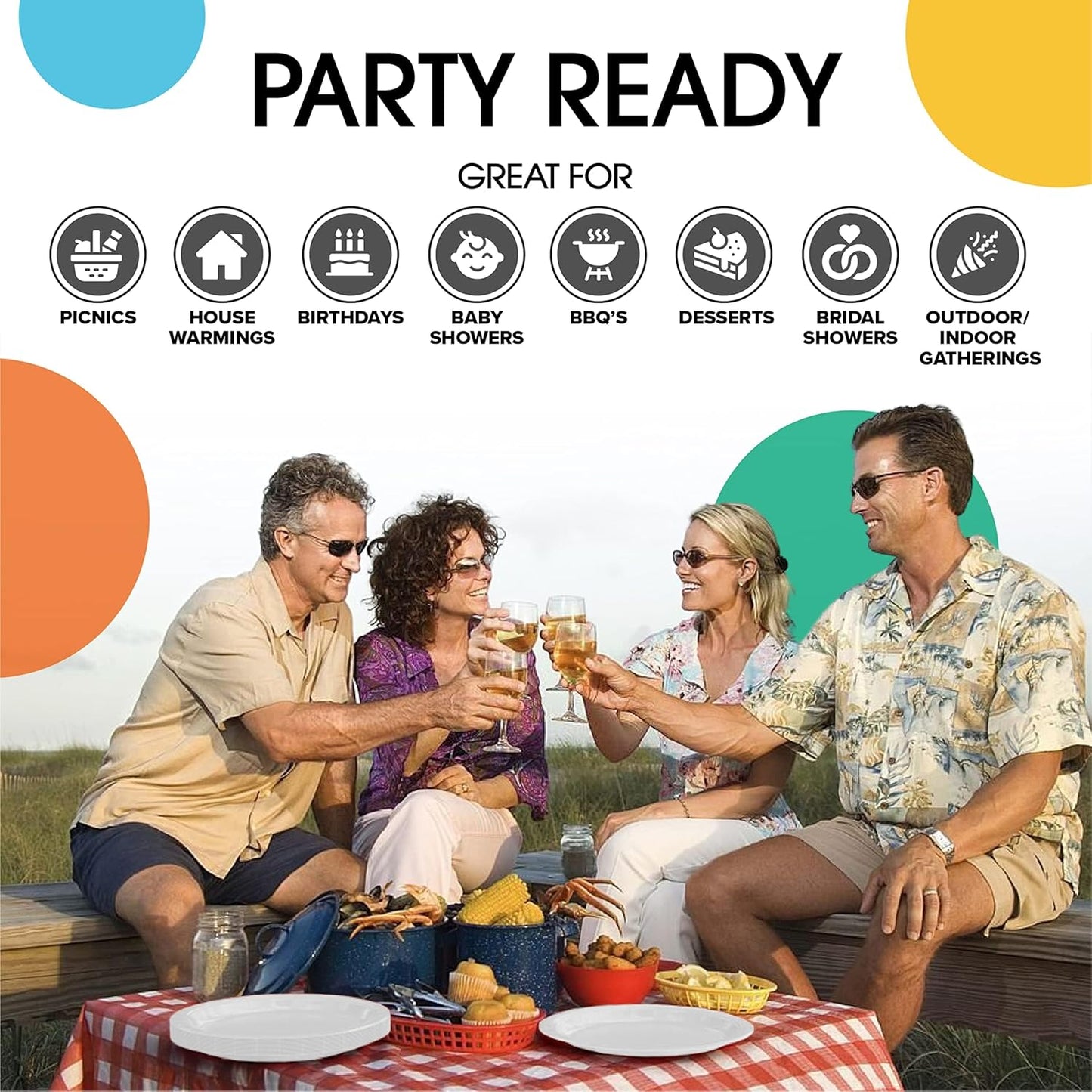 Exquisite Party Solids White Paper Plates Disposable Heavy Duty 7 Inch White Disposable Plates For Party 100 Pcs Heavy Duty 350 GSM, Birthday Supplies