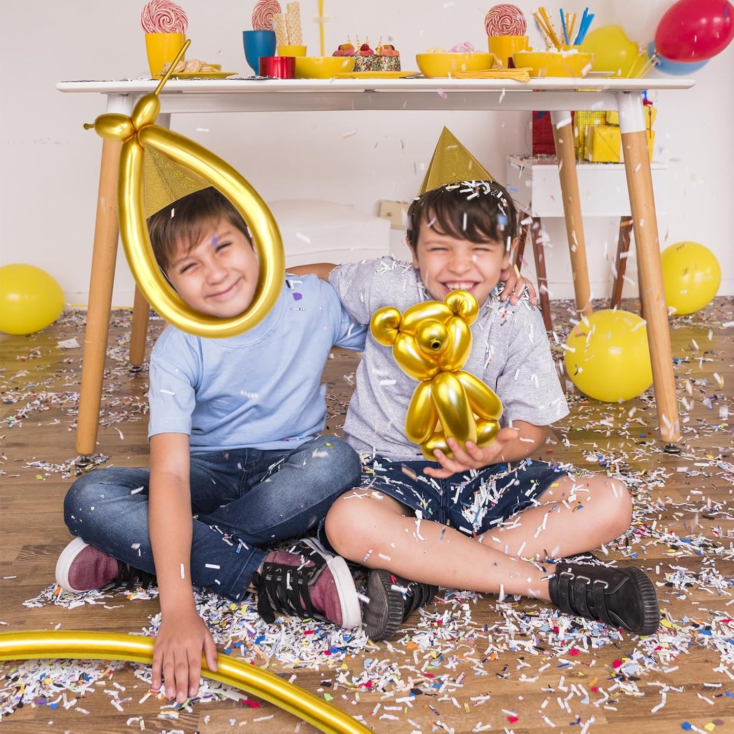 Metallic Gold Long Balloons Premium 260 Twisting Animals Magic Balloons for Birthday Kids Wedding Party Supply 100pcs