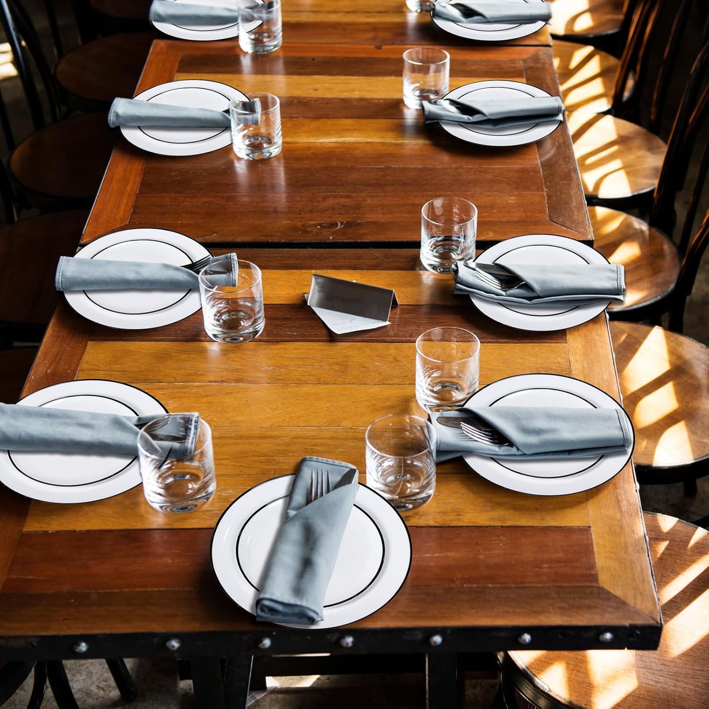 LIYH 60 Pcs White Plastic Plates Disposable for Party Halloween Plates Black and White Plastic Disposable Heavy Duty Party Wedding Plate Including 30 Dinner 10.25” & 30 Dessert Plate 7.5"