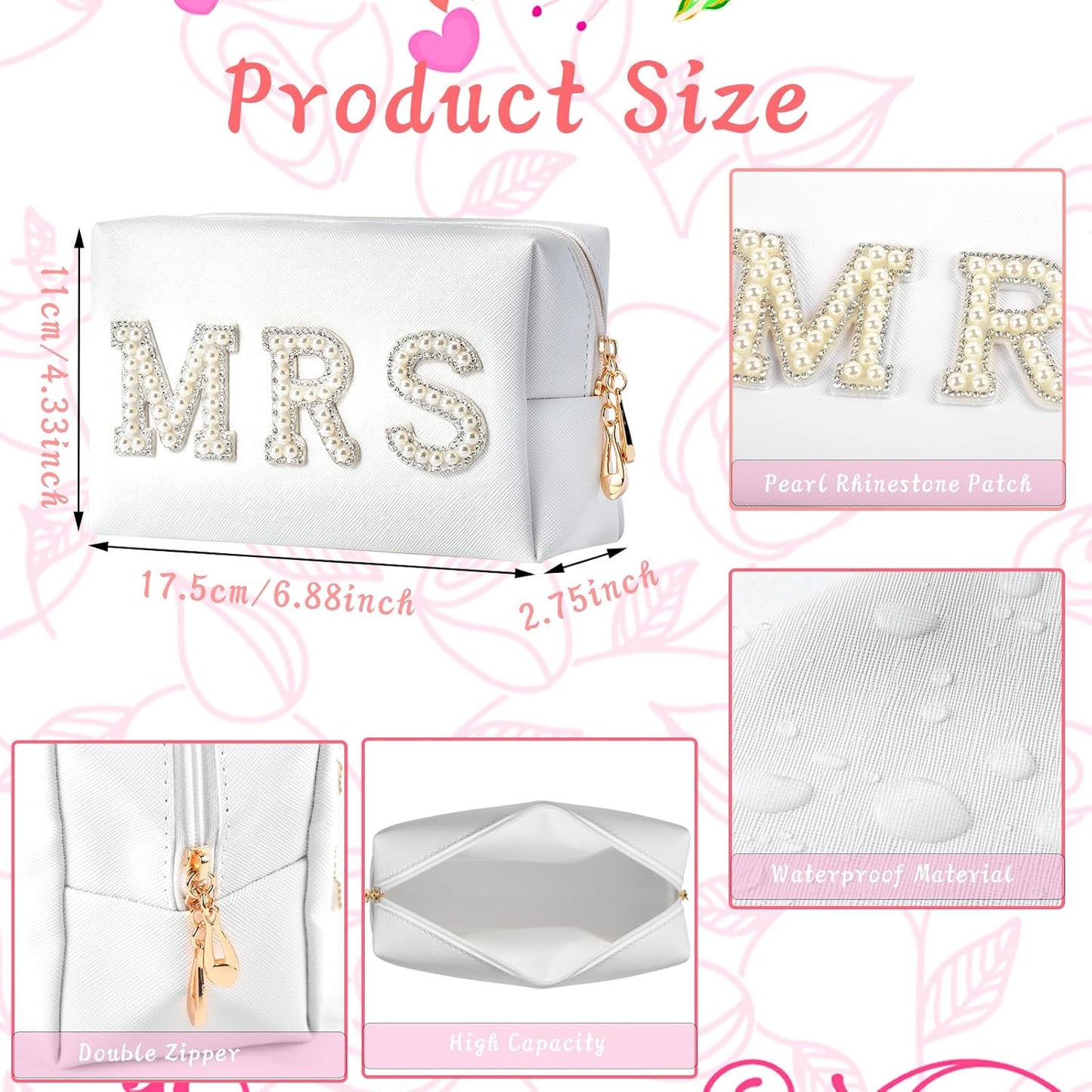 Bride To Be Gift Set - Makeup Bag, Slippers, Robe, Hair Clip - Wedding Gifts