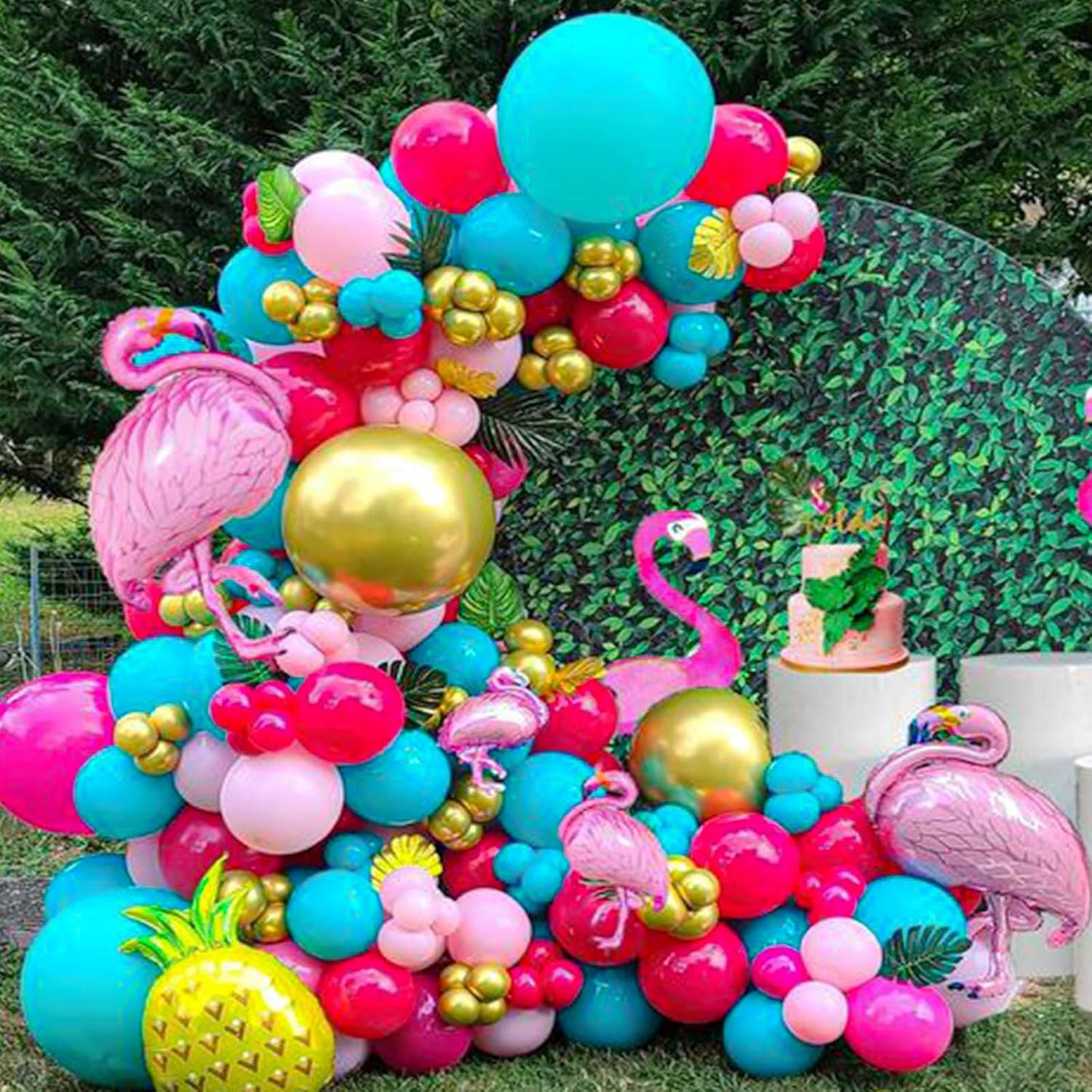 Hot Pink and Teal Balloon Arch Kit, 112Pcs Pink Teal Balloon Garland Kit Teal Blue Hot Pink Latex Balloons Turquoise Pink Helium Balloons for Birthday Summer Party Baby Shower Wedding Anniversary