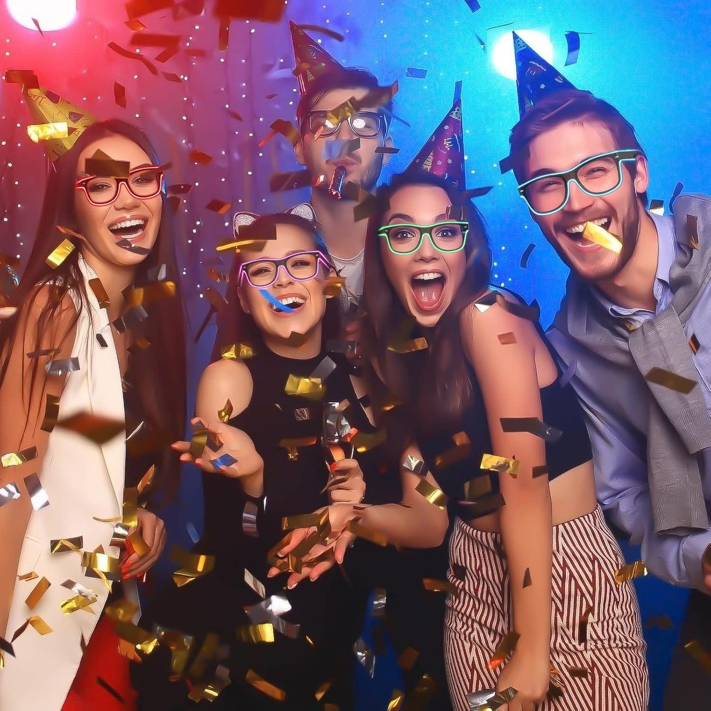 Aquat Light up EL Wire Neon Rave Glasses Glow LED Sunglasses Costumes For Party, EDM, Halloween, Wired with Battery Power