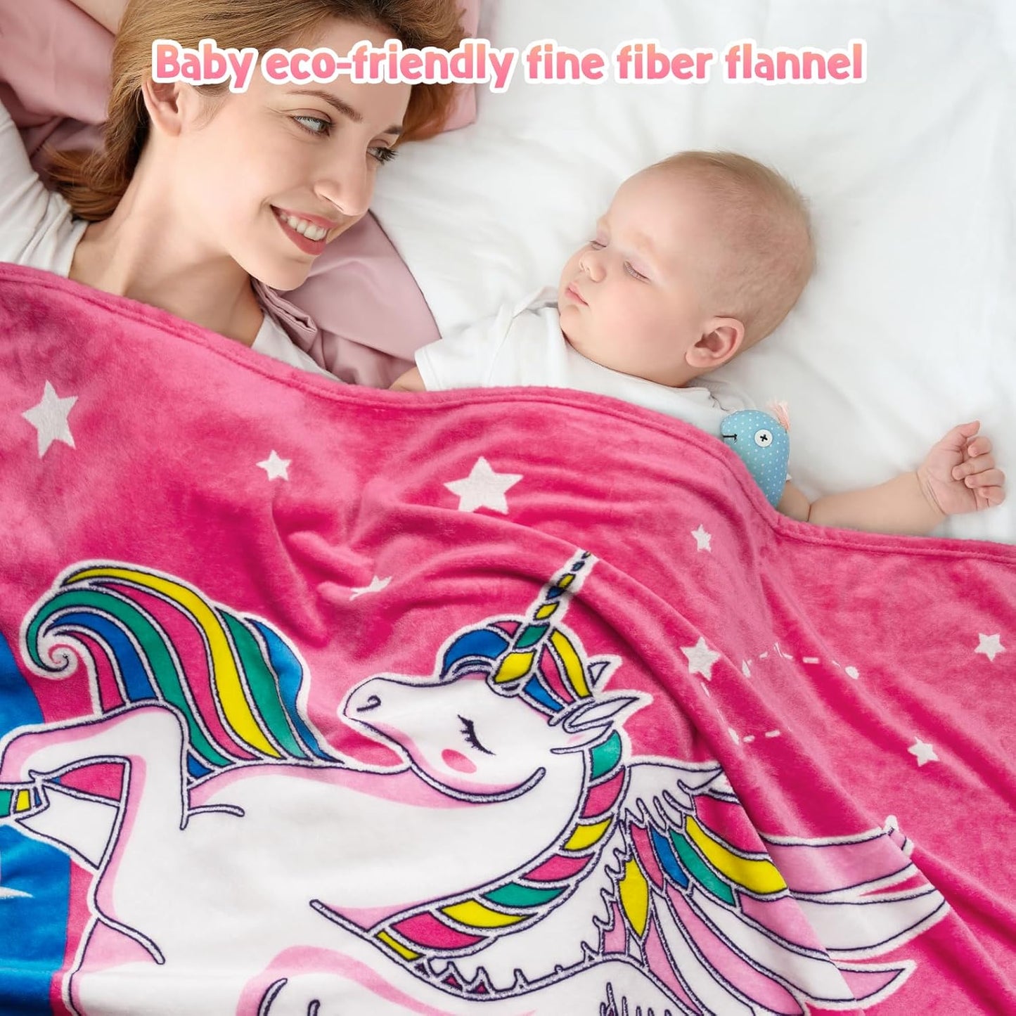 Unicorn Gifts Toys for Kids Girls - Glow in The Dark Blanket Age 1-13 Years Old Birthday Christmas Valentine's Gift Easter Presents Toddler Teen Daughter Grandkids Rainbow Moon Stars Throw 50"x60"