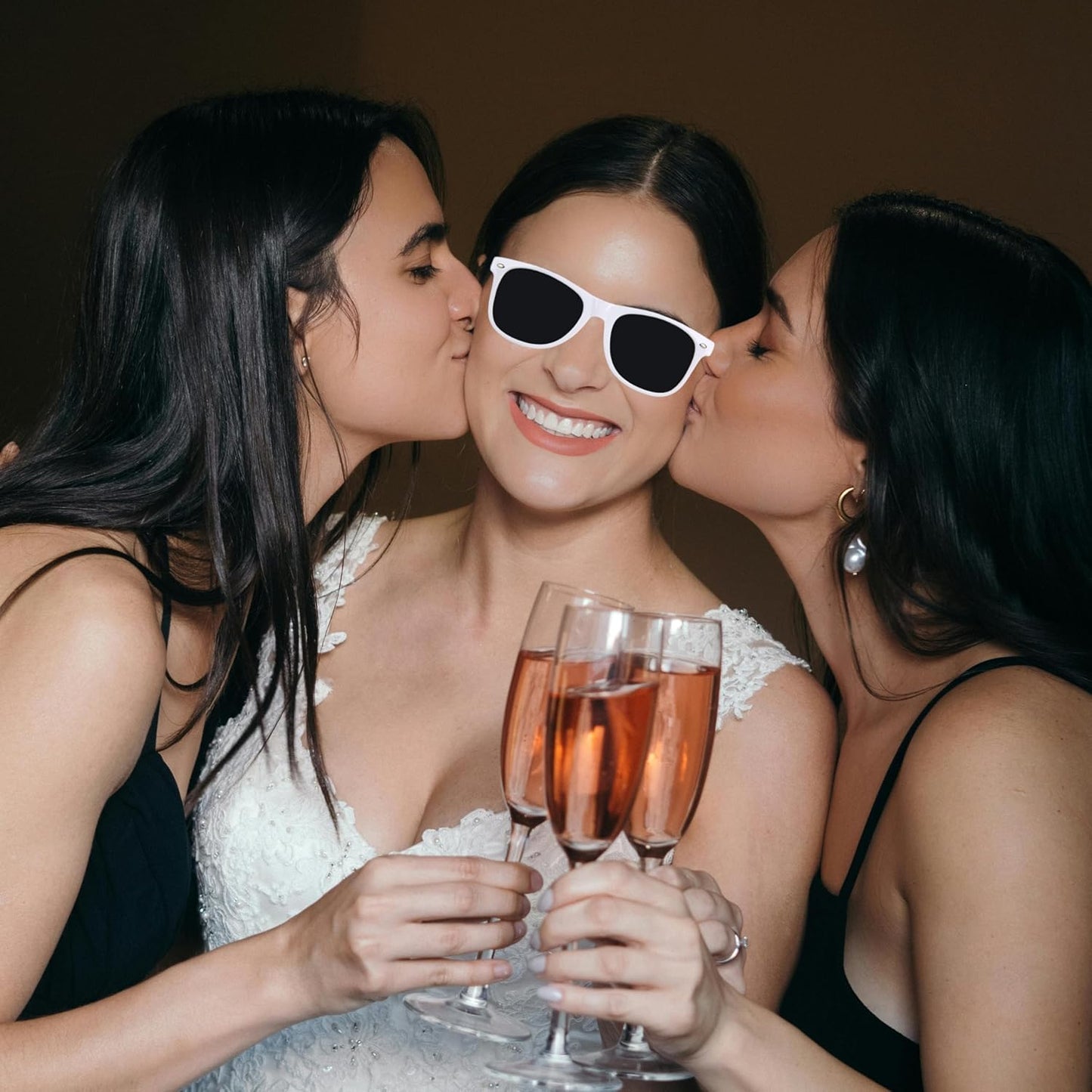 Bridesmaid Scrunchies Proposal Gifts Bachelorette Hair Claws Clips Girls heart sunglasses for Wedding Party Favors (Pink)