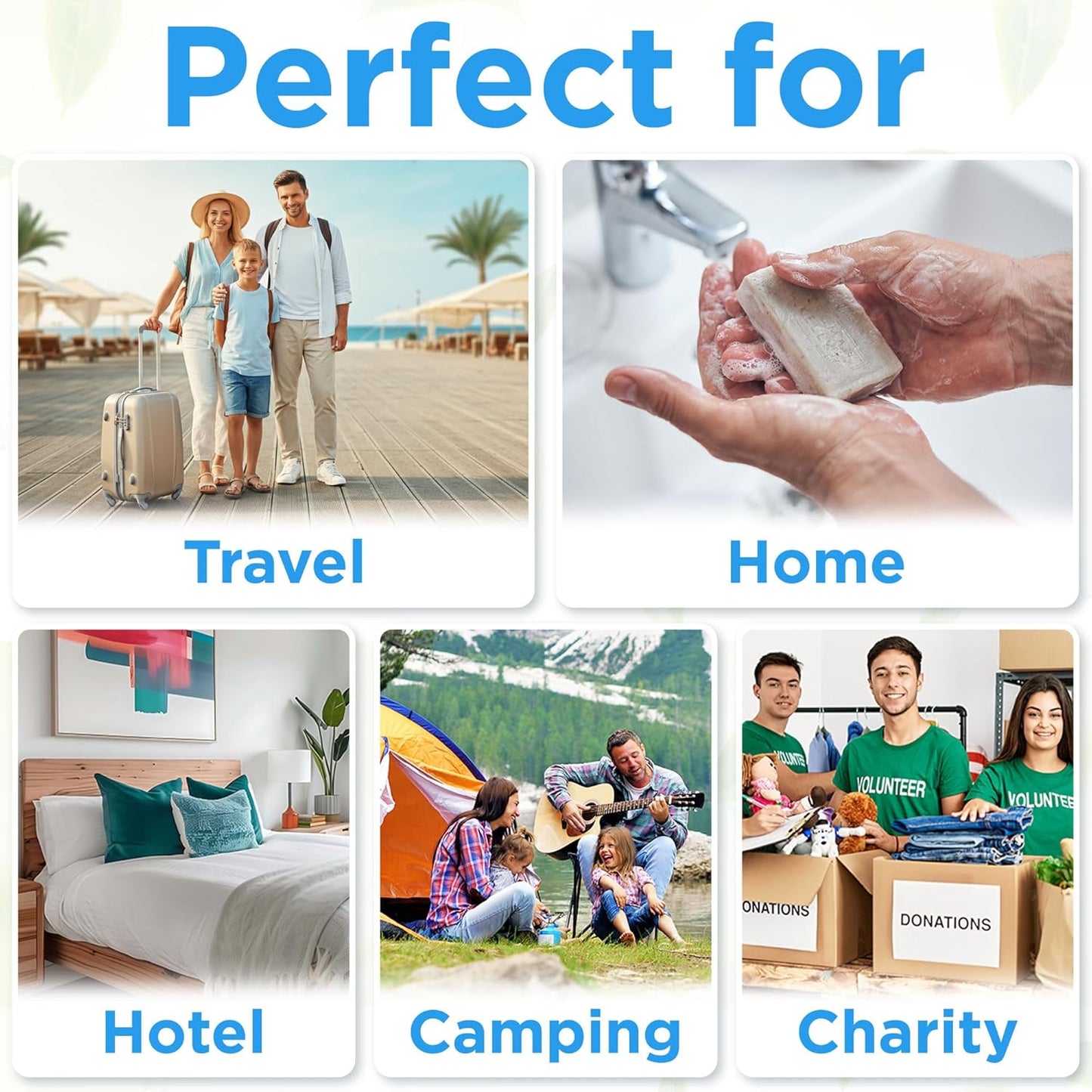 BERGMAN KELLY - Hotel Soap Bars - White Tea, 1 oz, 200 PK - Travel Size Luxury Bulk Amenities Bar Soap - Mini Individually Wrapped Rectangular Soap, Small Toiletries for Airbnb, Motel, Guest Bath