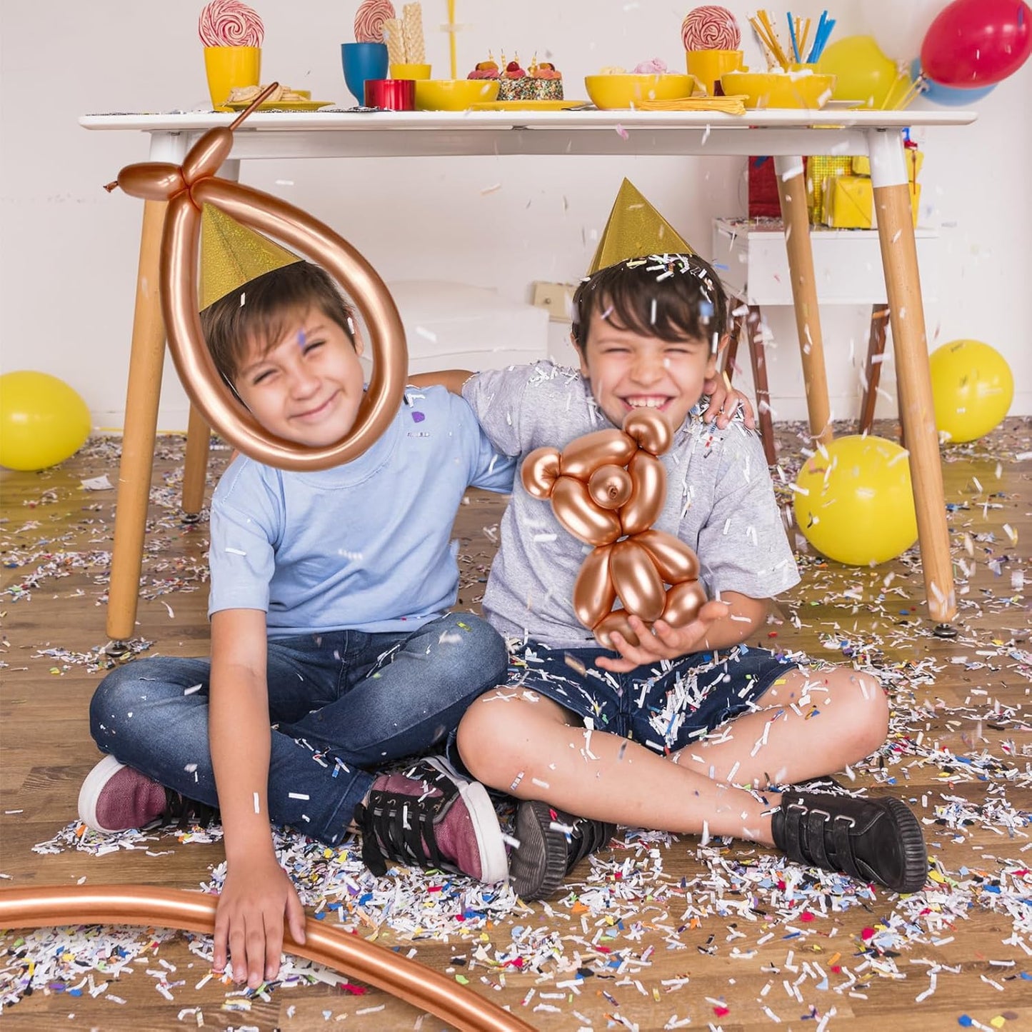 Metallic Champagne Gold Long Balloons Premium 260 Twisting Animals Magic Balloons for Birthday Kids Wedding Party Supply 100pcs