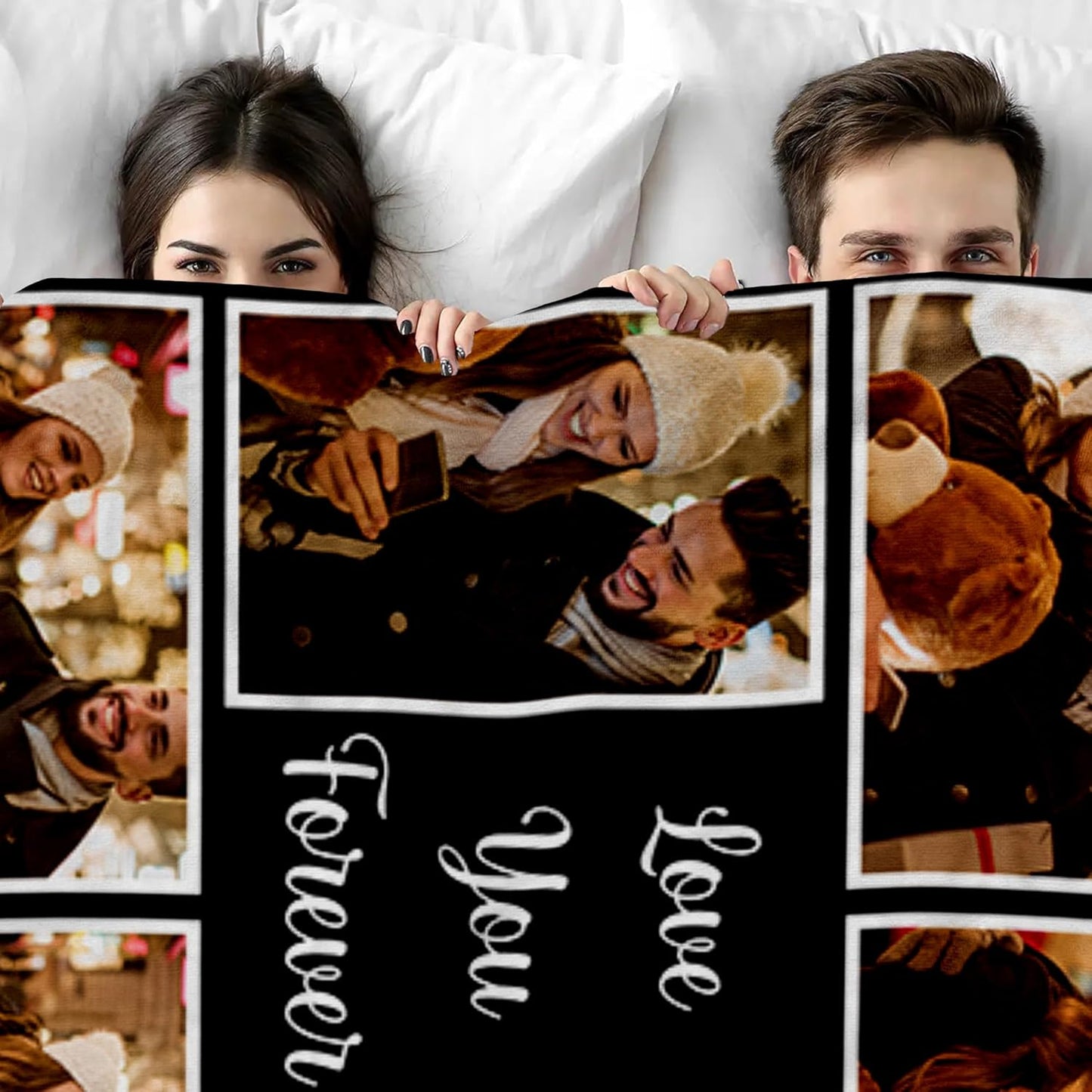Custom Blanket with Photo, Personalized Valentines Day Picture Blanket, Customized Couples Gifts for Boyfriend Girlfriend Wife Husband Birthday Blanket Anniversary Wedding Gift for Him Her