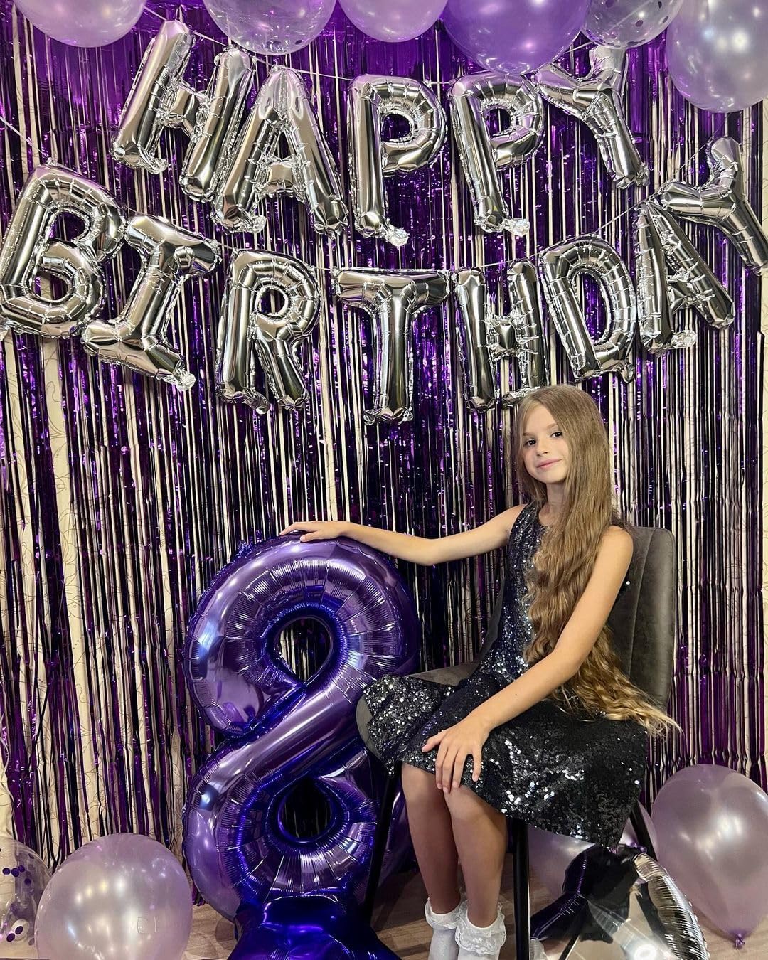 Silver Happy Birthday Balloon Banner, 16 Inch Foil Mylar Happy Birthday Balloons Letters, Reusable Happy Birthday Sign, Silver Birthday Decorations for Women, Men, Boys and Girls