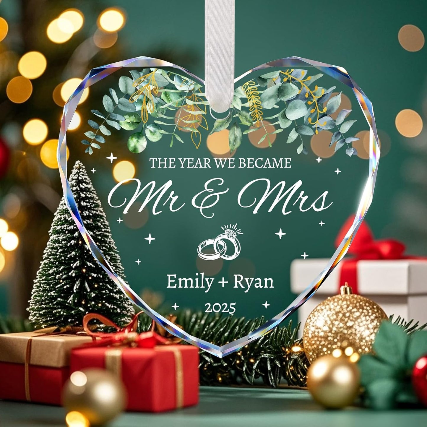 Personalized Wedding Gifts for Couples 2025 - Mr and Mrs Ornament - Bridal Shower Gifts, Wedding Gift for Bride, Newly Wed, Future Mr Mrs - Just Married Decorations Acrylic Ornaments