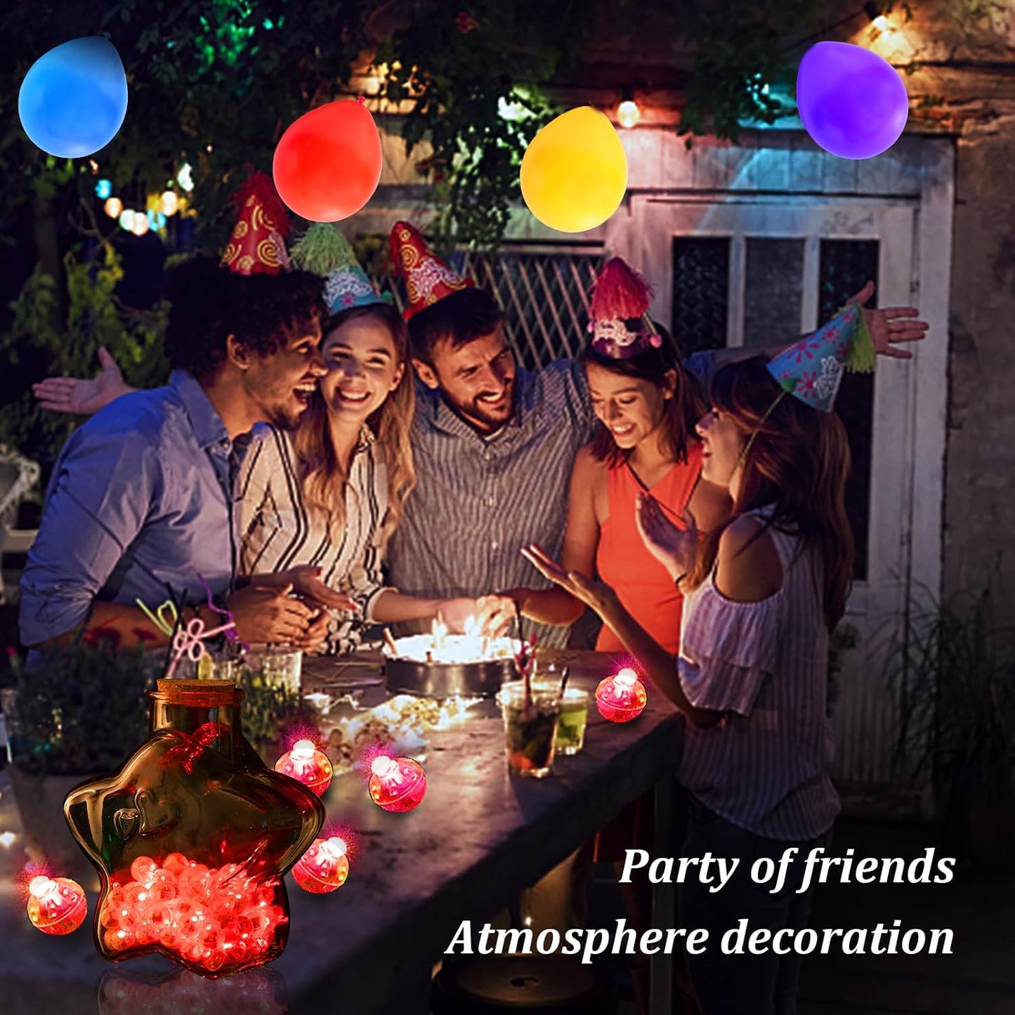 AIKEI 50pcs LED Balloon Lights,Red Mini Balls Lights,Long Standby Time Party Lamps,Waterproof for Paper Lantern,Easter Eggs Decor, Valentines Day Halloween Wedding Birthday Party Decoration