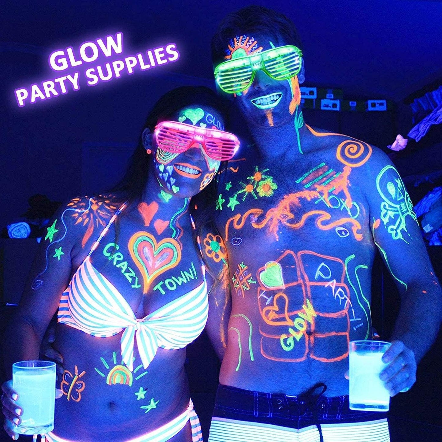 30 Pack LED Glasses Glow in The Dark Party Supplies,Easter Glow Sticks Glasses,Party Glasses for Adults Kids Neon Party Favors,Rave Light Up Sunglasses Pool Birthday Wedding Patriotic Party Favors
