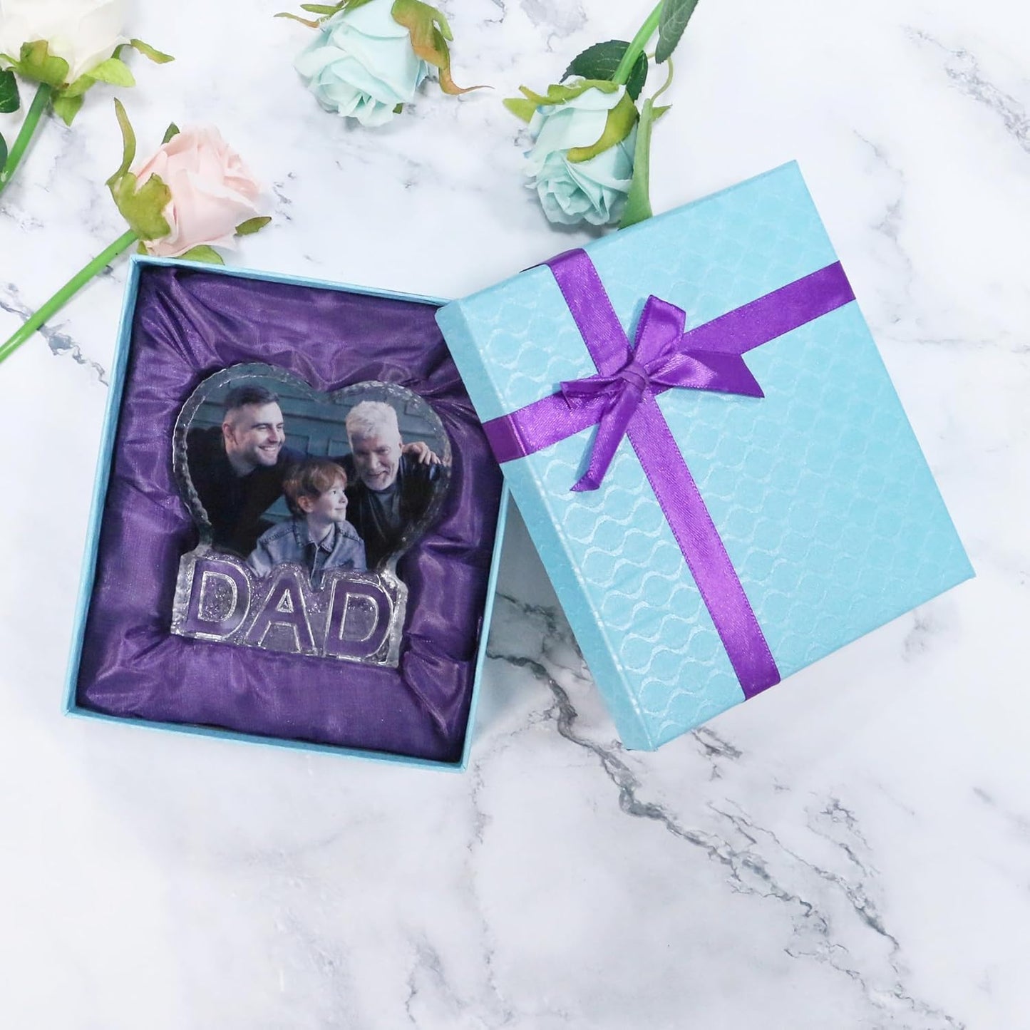 FANF&YKPY Gifts for Father Personalized Custom Heart-shaped Crystal Photo frame, Grandfather, Gift for Dad, Father,husband, Men for Christmas, Fathers Day, Birthday, Wedding Anniversary