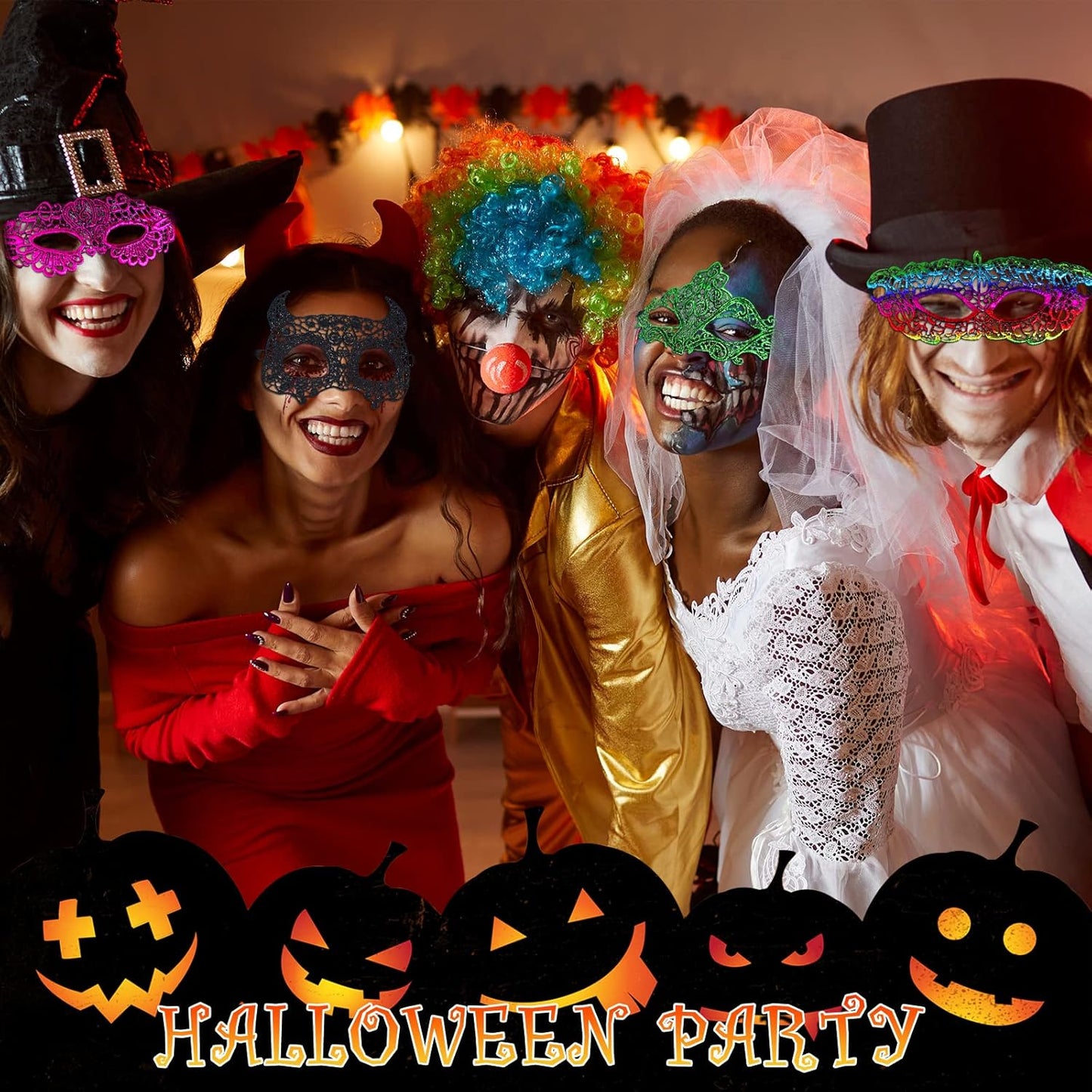 Chivao 50 Pcs Lace Masquerade Masks for Women Venetian Masks Eye Mask Halloween Carnival Mari Grass Costume Party