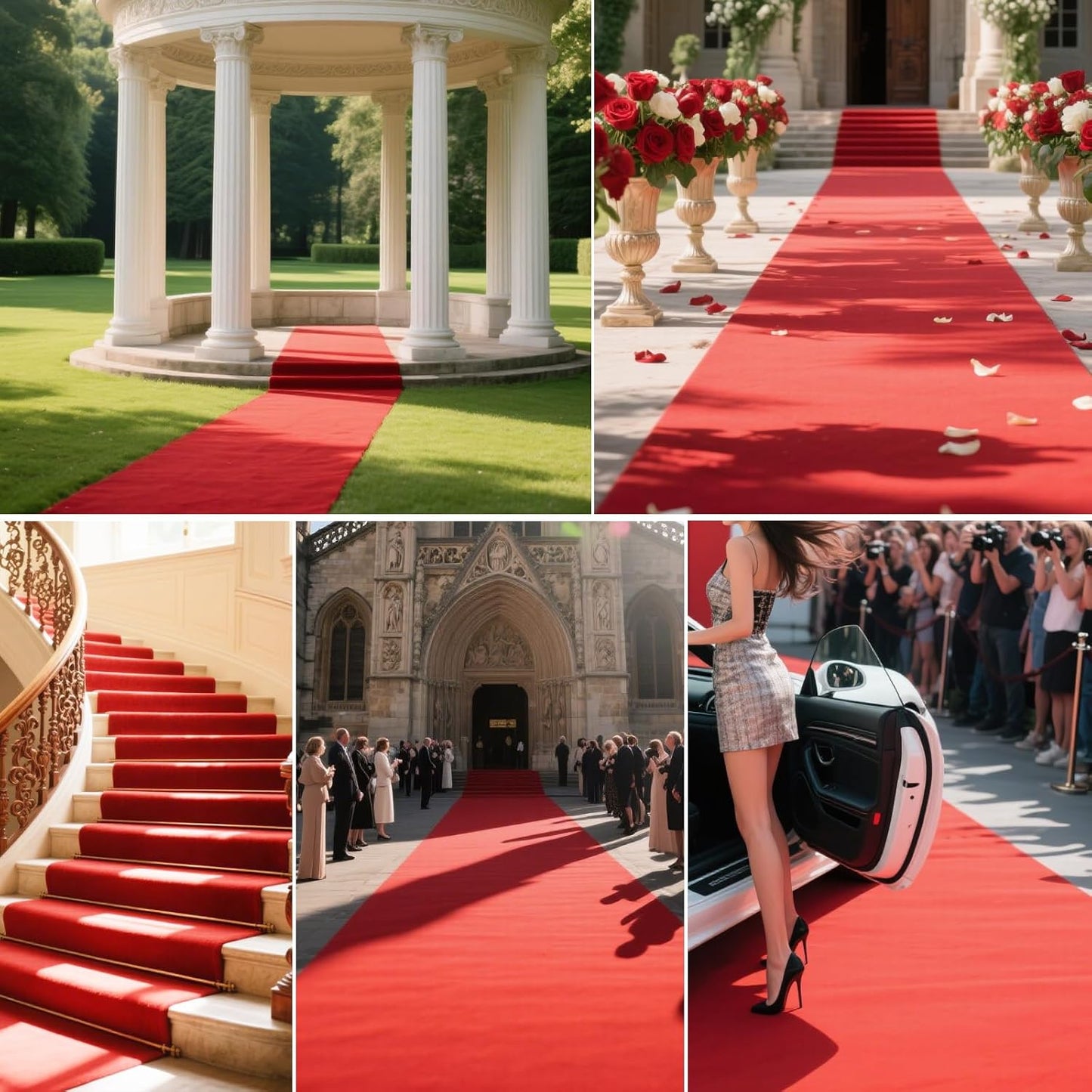 TEEMO 1 Pcs Red Carpet Runner for Party Red Aisle Runway Rug with 3 Rolls Tape Hallway Rug Carpet Runner Alfombra Roja for Wedding Birthday Awards Night Theme Supplies (39.4 x 393.7 inch)