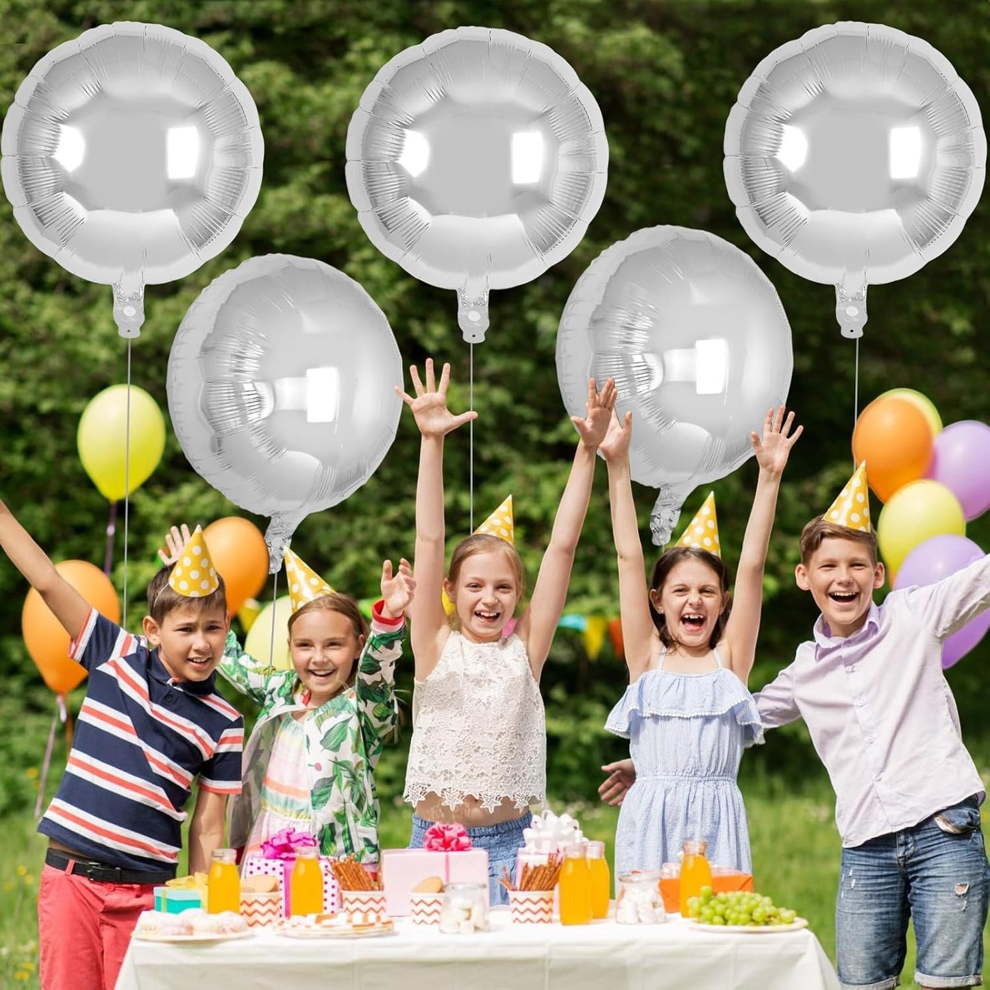 20 Pcs Silver Round Shaped Balloons,18 Inch Round Foil Balloon,Giant Round Mylar Balloon Helium Balloons for Birthday Party Baby Shower Wedding Decorations (Silver)