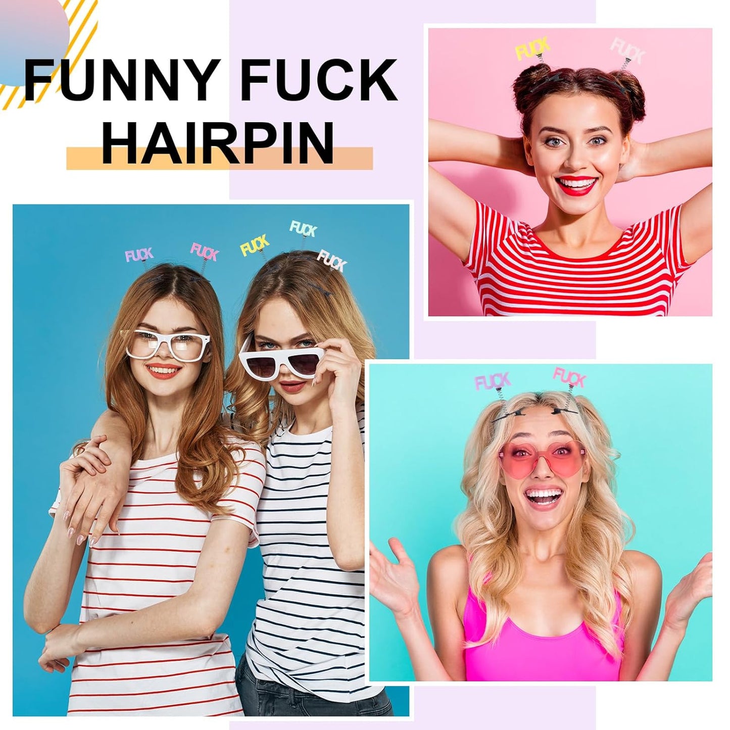 30 Pcs Mini Glow Hair Clips Girls Rave Hair Clips for Women Christmas Music Festival Holiday Party Supplies (Funny)