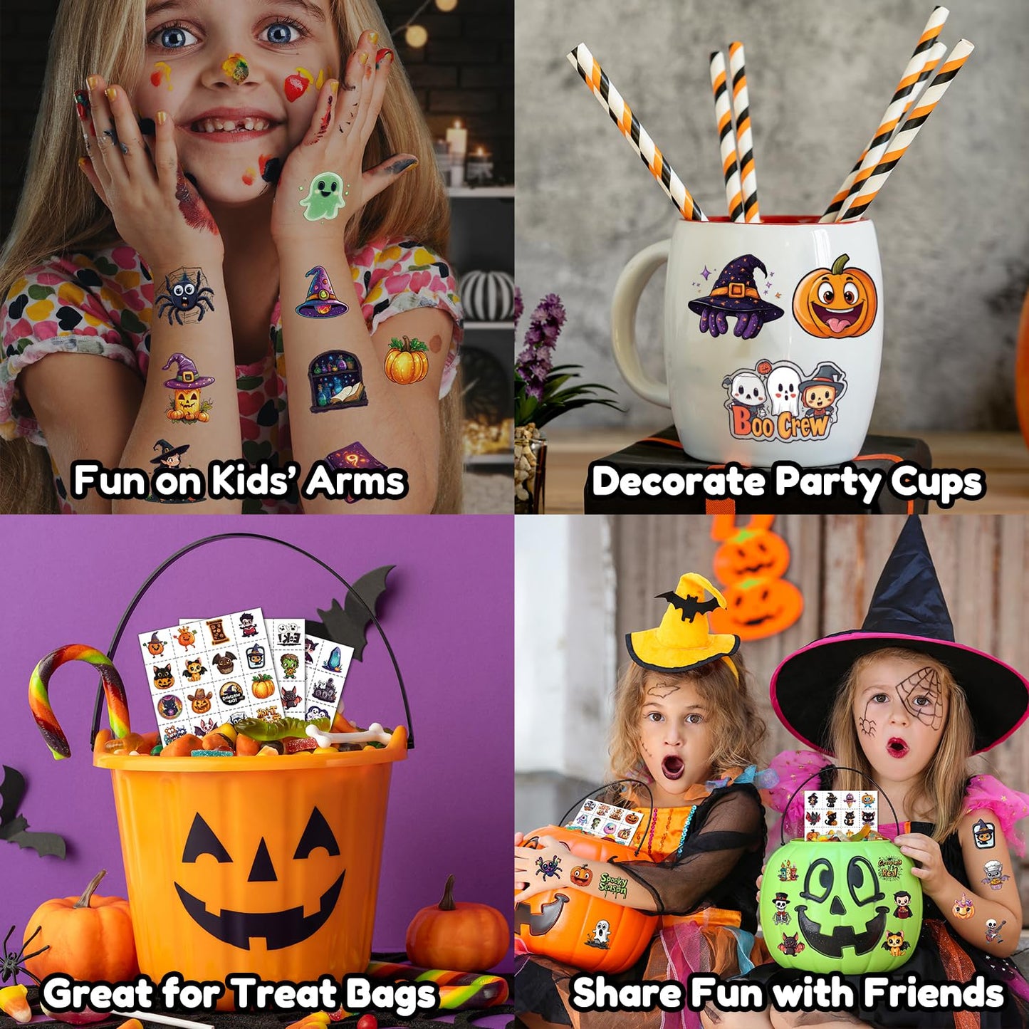 JCFIRE Halloween Temporary Tattoos for Kids, 160 Styles Halloween Party Favors, Treat or Trick Supplies, Crafts for Goodie Bag Stuffers, Birthday Party Decorations Accessories, Games, Toys, Gifts