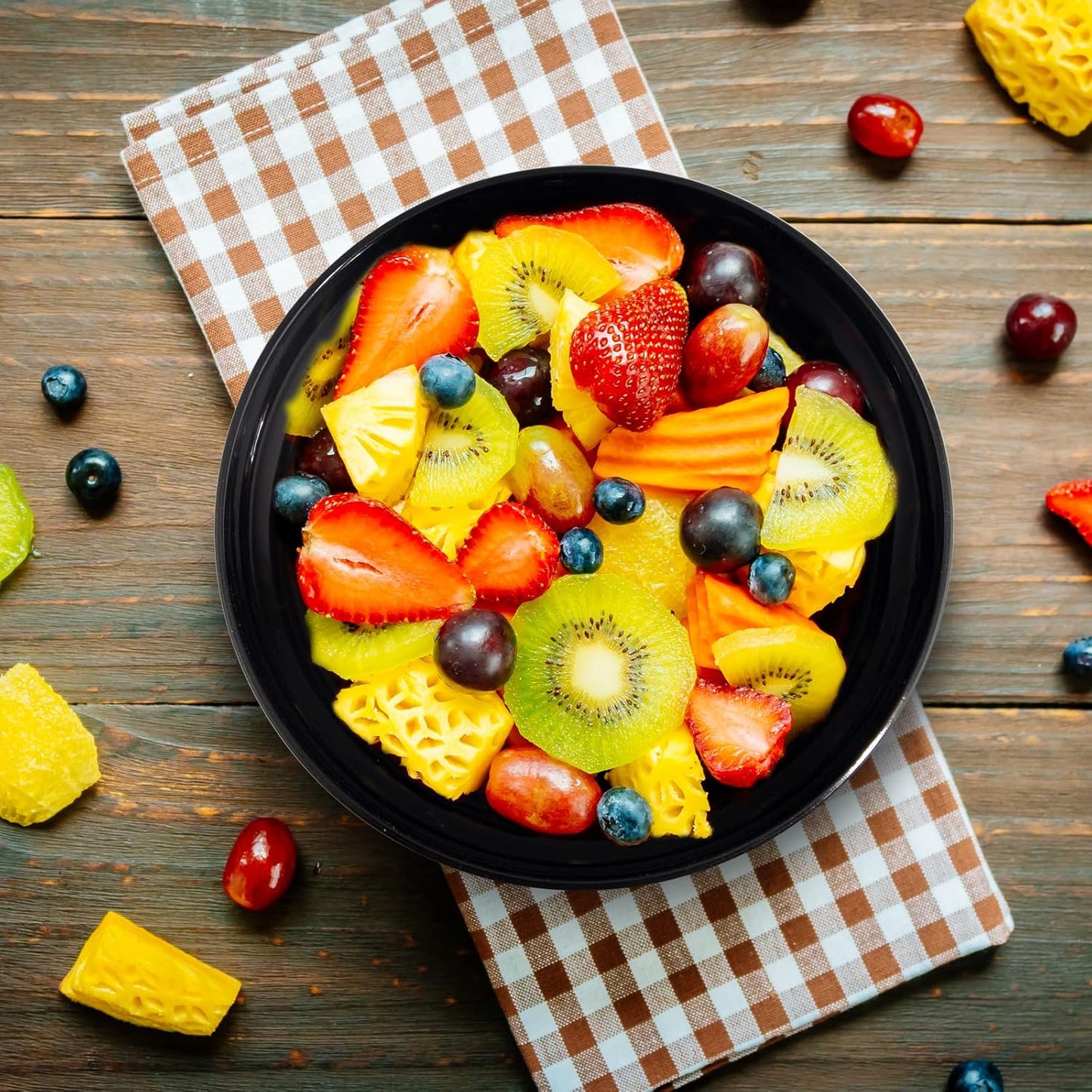 bUCLA 50Pack Black Plastic Bowls - 10oz Disposable Black Plastic Salsa/Serving Bowls - Ideal for Party & New Year