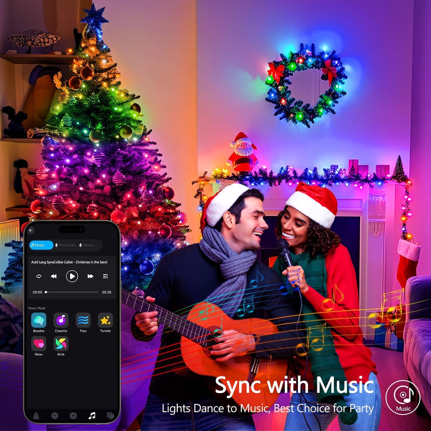 JMEXSUSS 200 LED RGB String Light Outdoor Indoor, Christmas Lights Outdoor Clear Wire Christmas Lights Plug in for Bedroom Tree Room Party Birthday Decorations