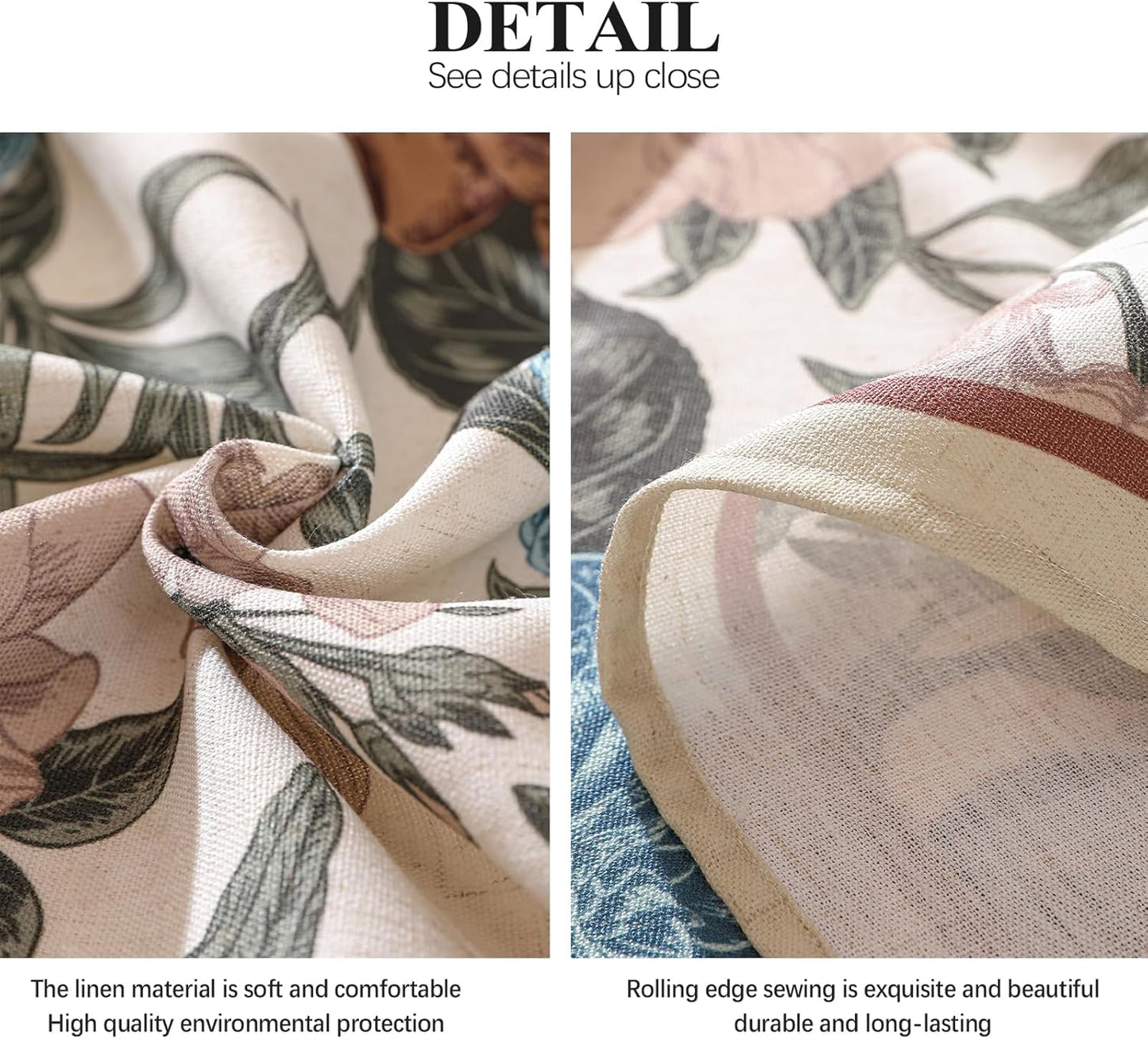 Designer French Linen Tablecloth for Rectangle Table,Red and Blue Floral Rustic Durable Tablecloths,Decor Table Cover for Kitchen,Dining,Thanksgiving,Christmas,55"*87"-Burgundyred