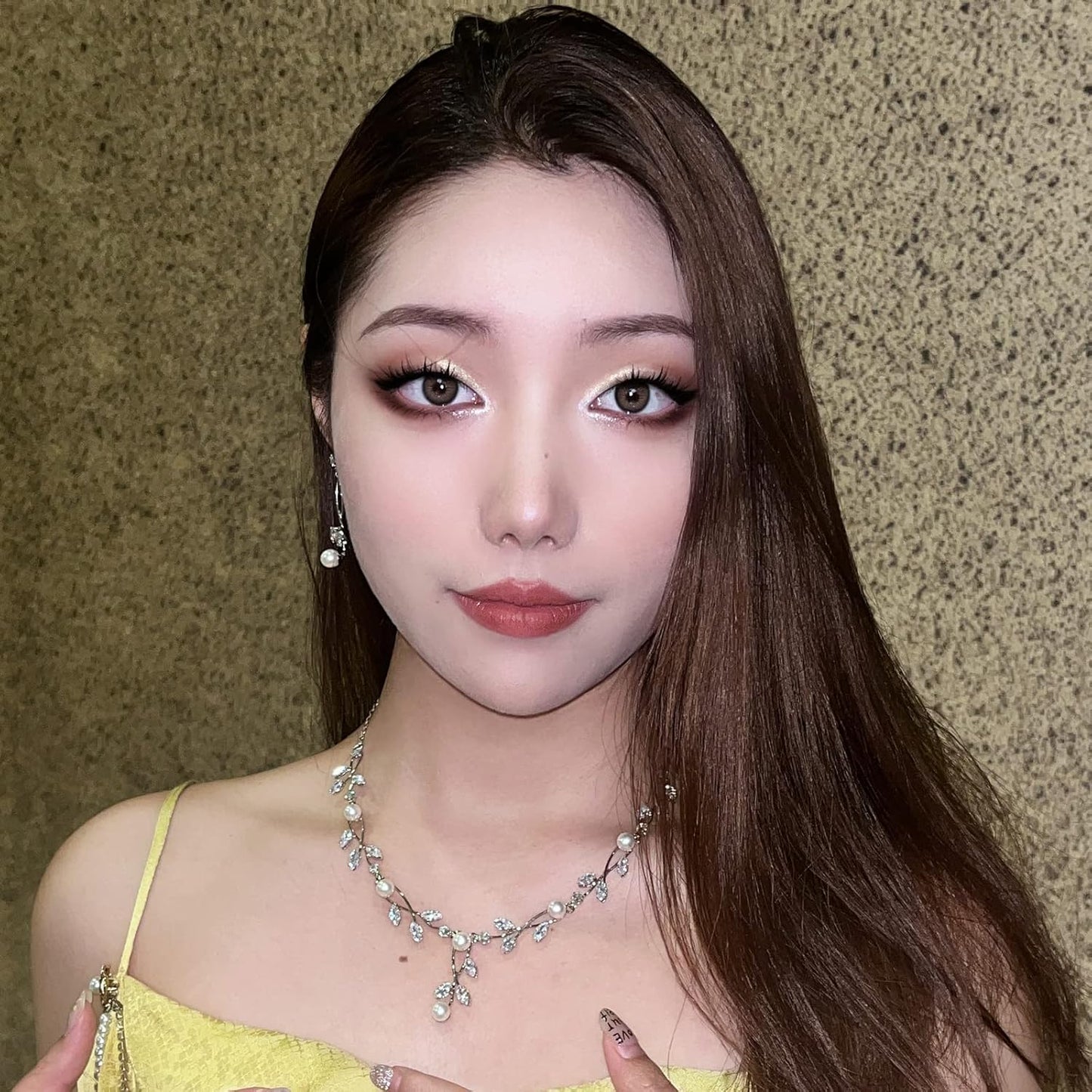 Luxury Cubic Zirconia Aurtrian Crystal Pearl Floral Necklace Dangle Earrings Wedding Bridal Jewelry Set Birthday Gifts for Her