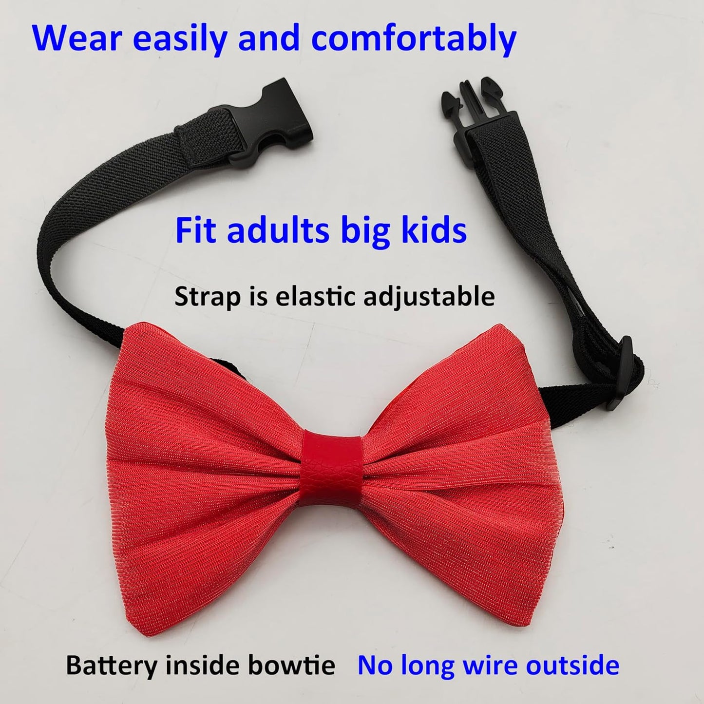 LED Light Up Bow Tie Wireless for Men - Flashing Fiber Optic Bowtie Glow in the Dark for Party Halloween Christmas