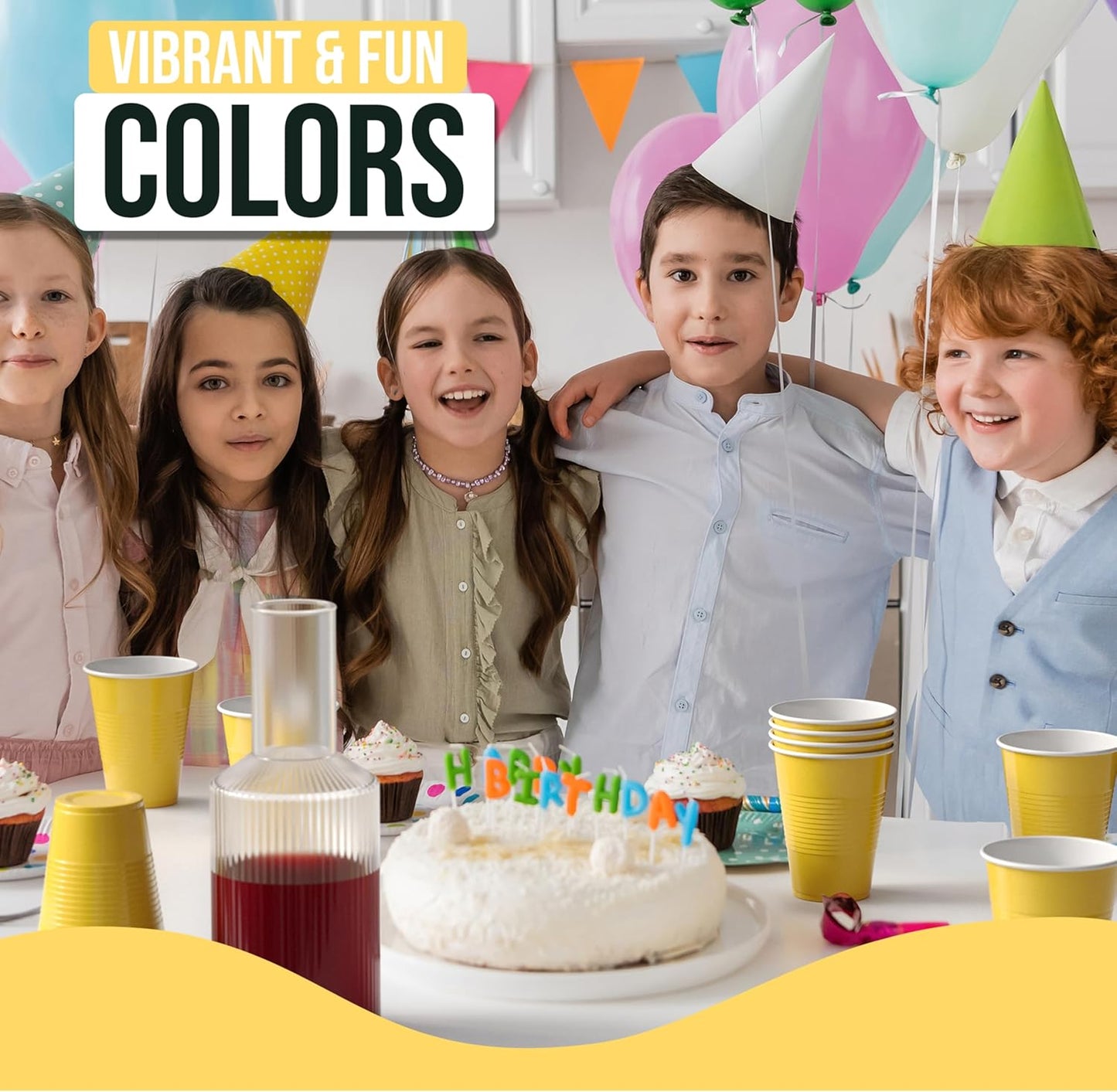 18 Oz Yellow Plastic Cups For Party Supplies 50 Pack | Yellow Disposable Cups Plastic | Disposable Drinkware For Parties, Events & Everyday