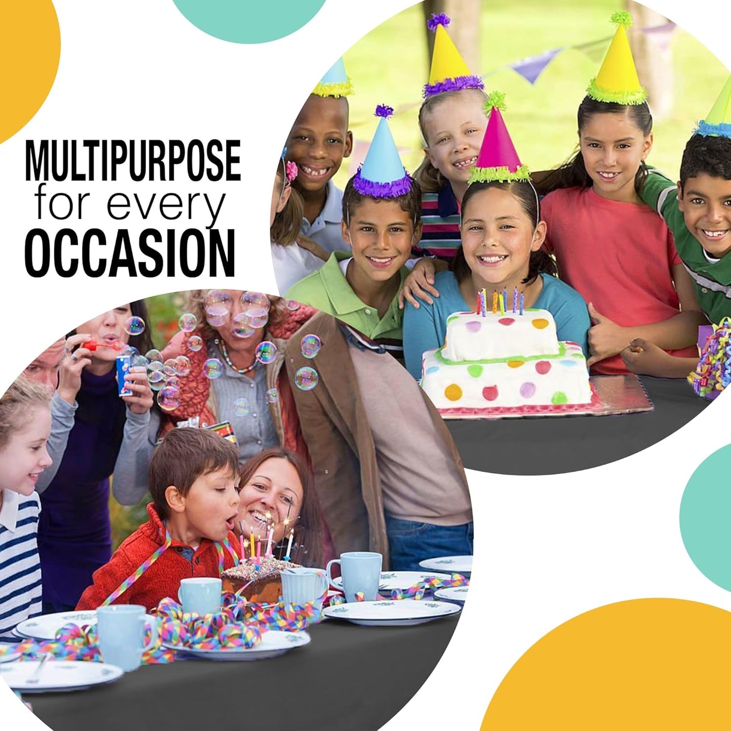 Party Solids 54 Inch X 100 Feet Black Plastic Table Cover Roll in A Cut - to - Size Box with Convenient Slide Cutter. Cuts Up to 12 Rectangle 8 Feet Plastic Disposable Tablecloths