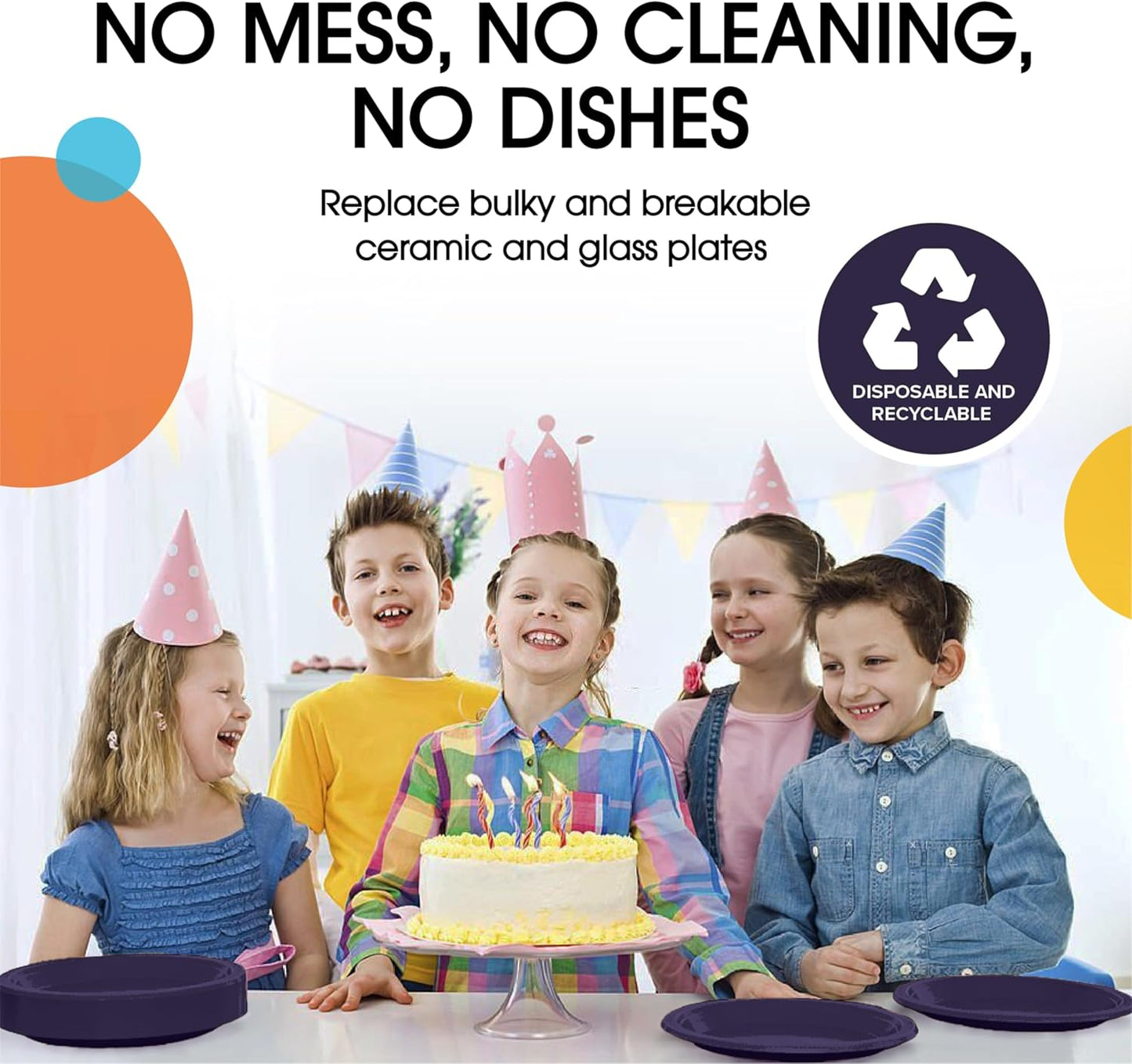 Exquisite Party Solids Navy Plastic Plates For Party 7" Navy Disposable Plates Heavy Duty 100 Pcs Plastic Dinnerware Sets Heavy Duty 350 GSM Disposable Dinnerware Set