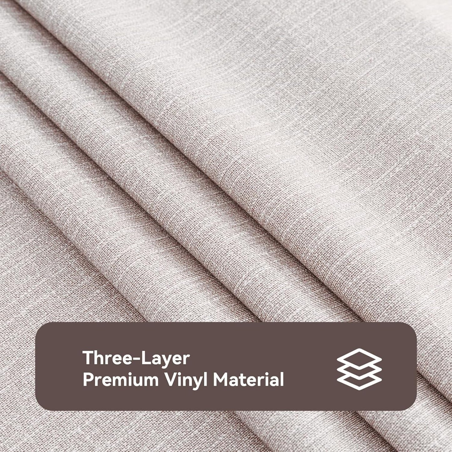 Romanstile 100% Waterproof PVC Tablecloth, Square Oil Spill Proof Stain Resistant Vinyl Table Cloth, Wipe Clean Plastic Table Covers for Kitchen/Dining/Parties - 54 x 54 Inch, Beige