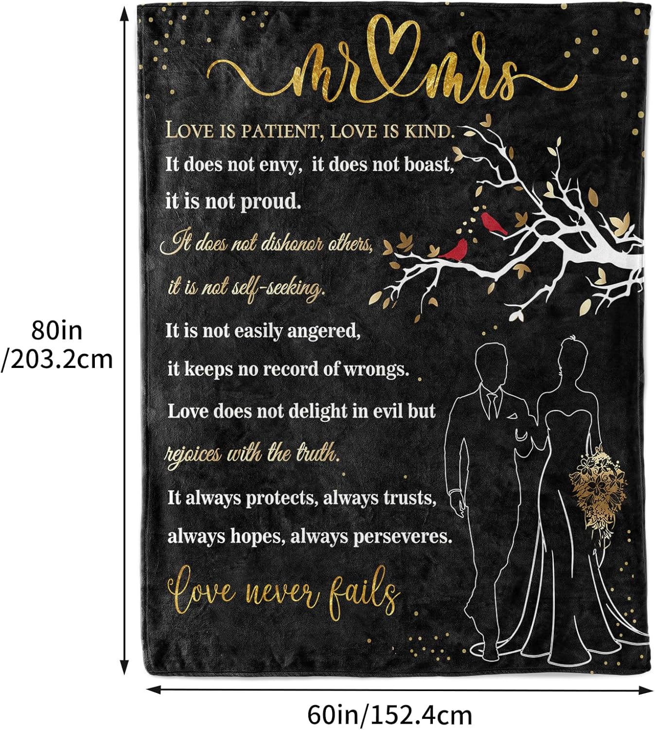 Wedding Gifts for Couples 2025 Soft Blanket, Bridal Shower Gifts for Bride to Be, Anniversary Romantic Gifts for Her, Wedding Gifts for Newlyweds Wedding Throw Blanket 60 * 80, Black Gold