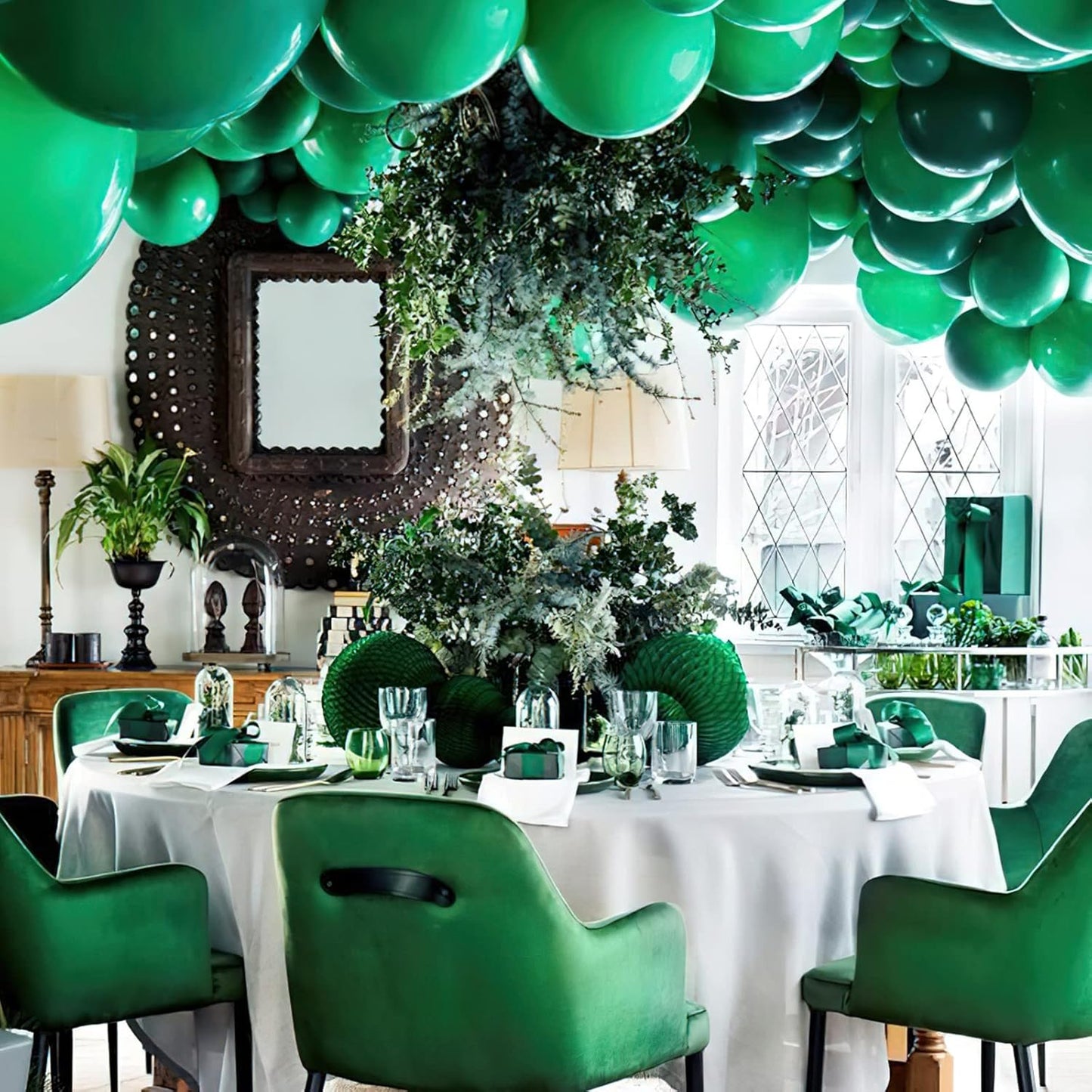 PartyWoo Dark Green Balloons 50 pcs 12 Inch Pearl Hunter Emerald Forest Green Latex Helium Balloons for Graduation Christmas Jungle Safari Baby Shower Birthday Party Decorations Green-Z26